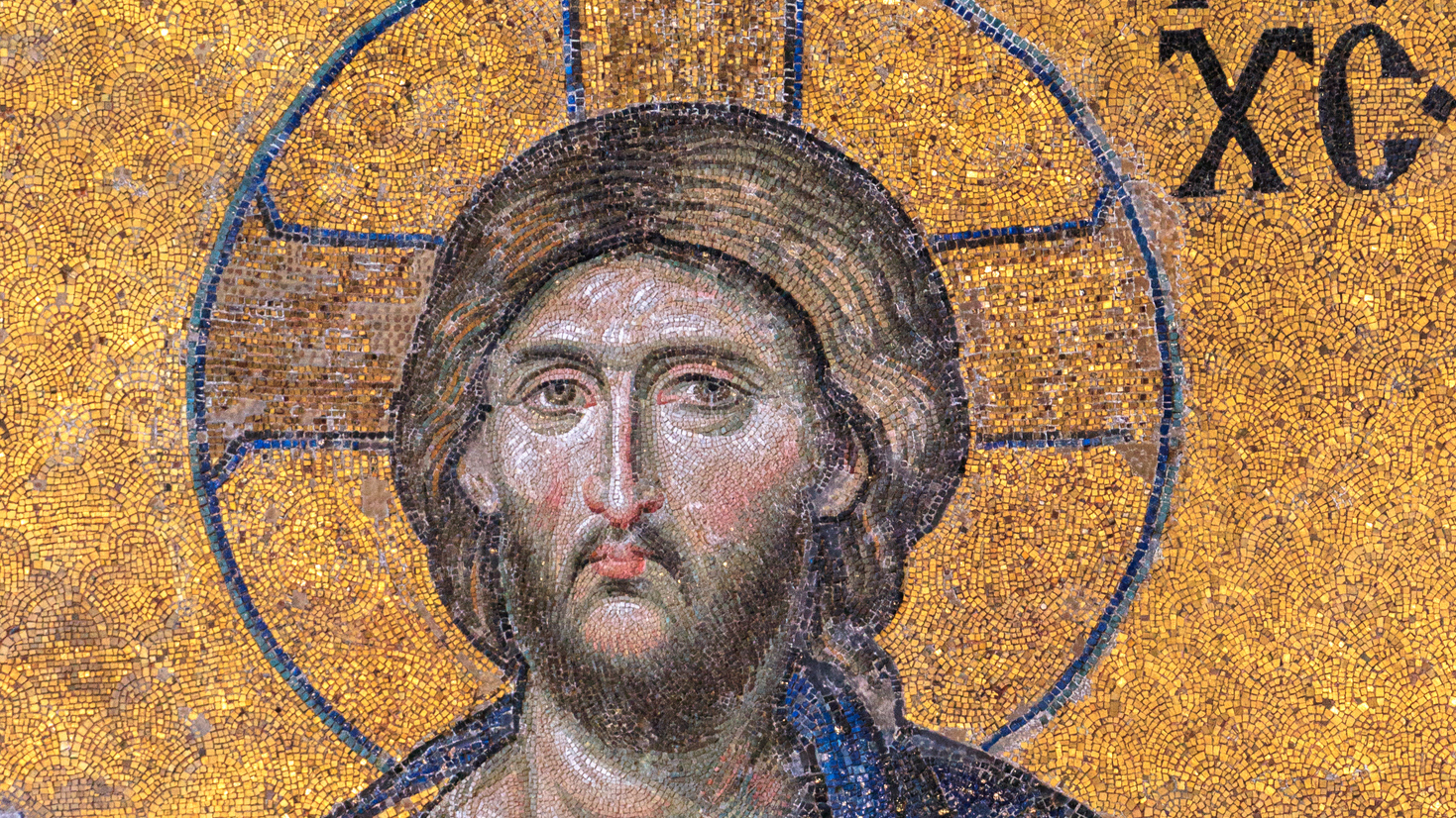 Jesus is depicted in a wall mosaic inside Istanbul