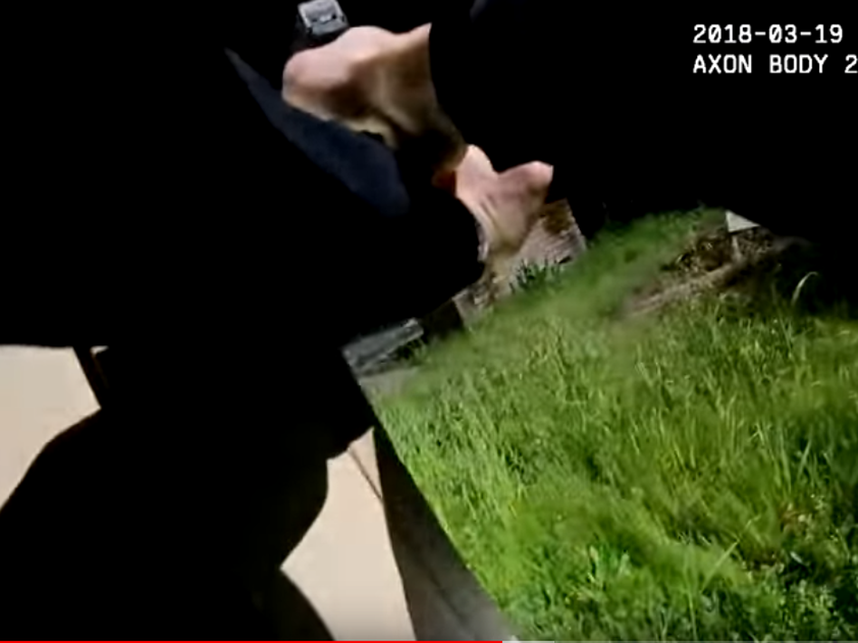 A still from police body camera footage of the officer-involved shooting of 22-year-old Stephon Clark on Sunday in Sacramento. (Screenshot by NPR/Sacramento Police Department)