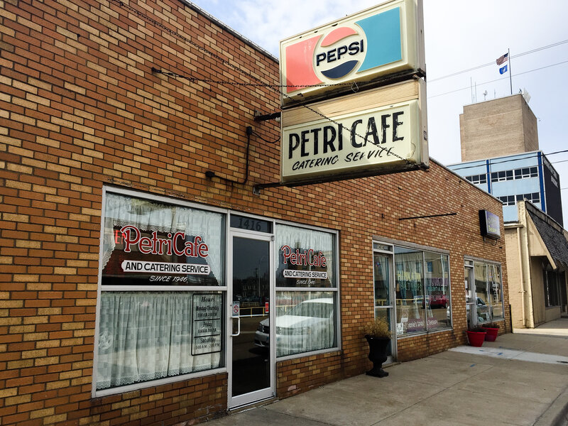 Just down the street from the steel mill in Granite City, Ill., stands Petri Cafe. Owner Larry Petri says for the past 71 years the ebb and flow of the mill has always affected the cafe's business. (David Schaper/NPR)