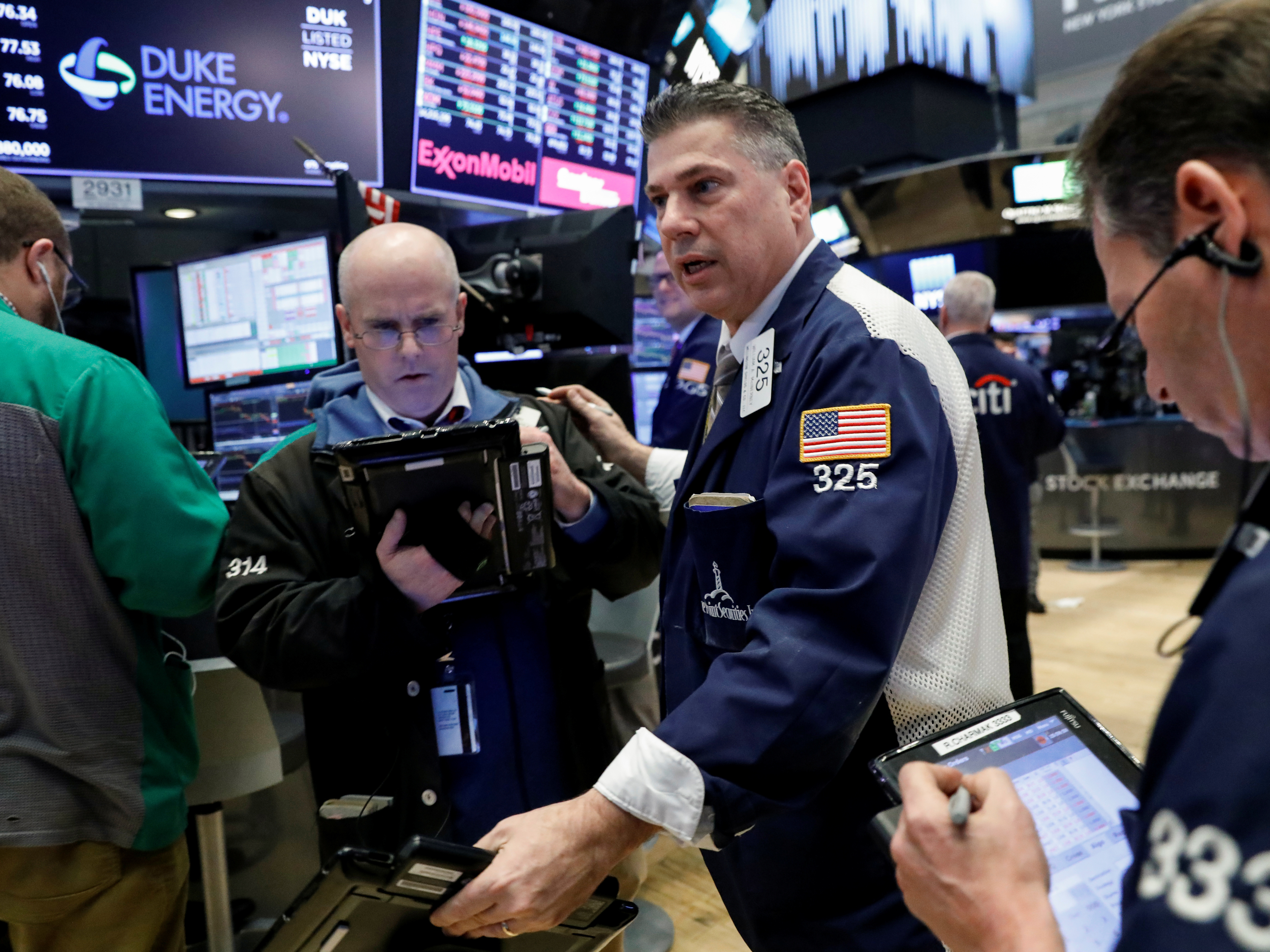 The floor of the New York Stock Exchange on Thursday. The Dow Jones industrial average tumbled after the Trump administration announced plans to impose tariffs on Chinese imports. (Reuters)
