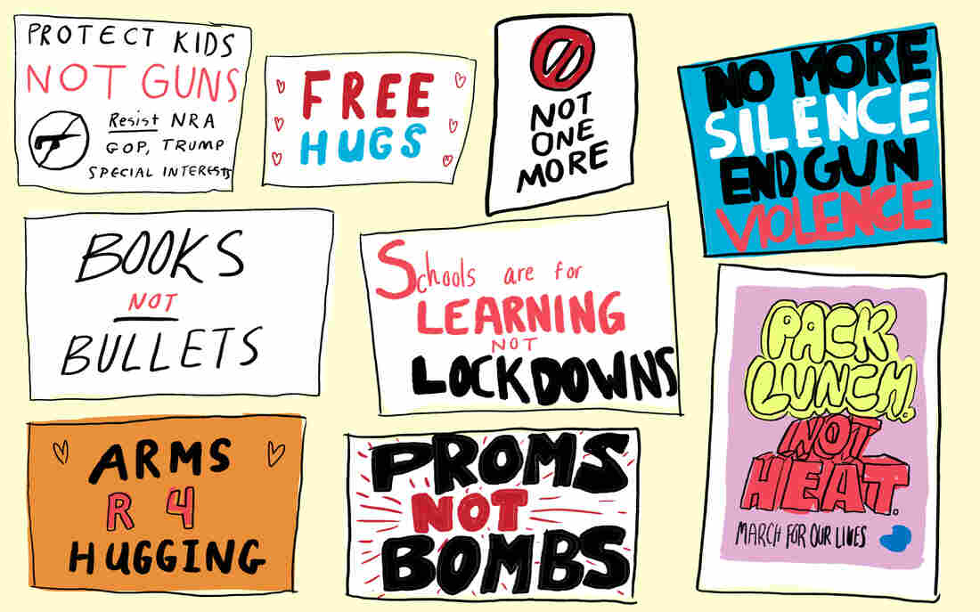 Some of the protest signs brought to the march