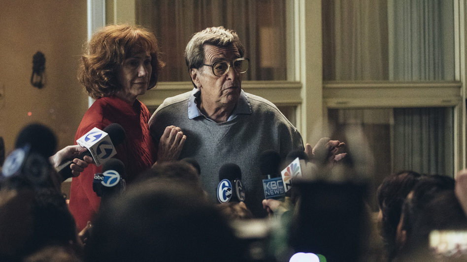 Al Pacino plays Penn State football legend Joe Paterno and Kathy Baker plays his wife, Sue, in the HBO movie <em>Paterno</em>. (HBO)