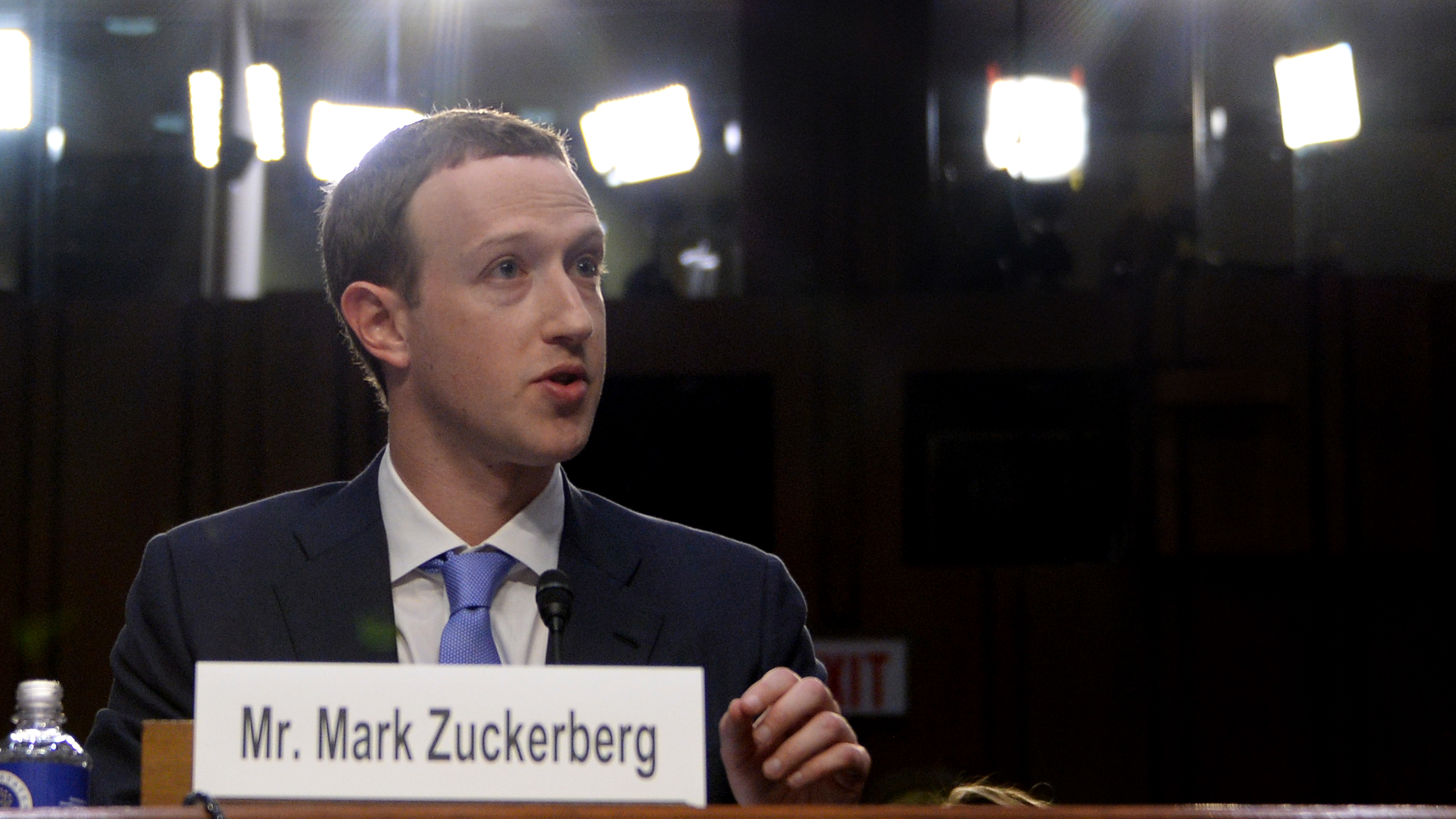 Facebook CEO Mark Zuckerberg testifies before a joint hearing of the U.S. Senate Commerce, Science and Transportation Committee and Senate Judiciary Committee on Capitol Hill in Washington, D.C., on Tuesday. (AFP/Getty Images)