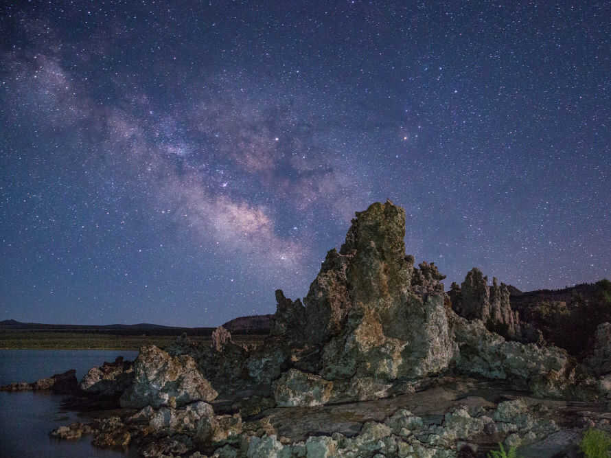 The Milky Way as seen from Mono Lake, on the eastern flank of the High Sierra Mountains, on June 28, 2017, near Lee Vining, California.