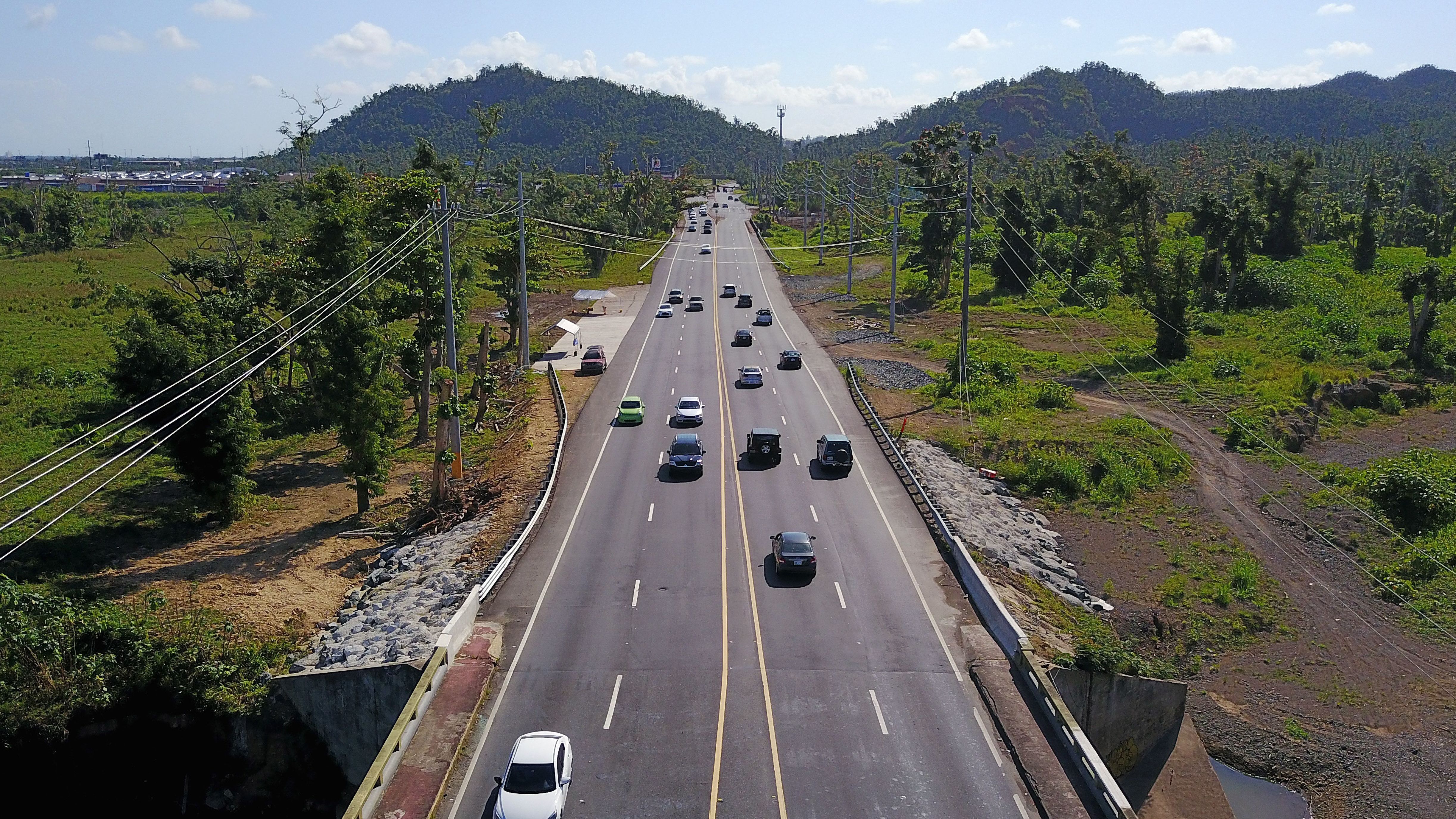 An aerial view of Road 2, six months after Hurricane Maria, in Toa Alta, west of San Juan, Puerto Rico, on March 18. (AFP/Getty Images)