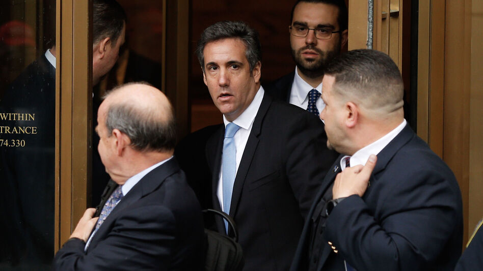 Michael Cohen leaves a federal courthouse in Manhattan on Monday, after a hearing about evidence seized during a raid of his home and office last week. Cohen has been under criminal investigation for months, according to court documents. (Eduardo Munoz Alvarez/AFP/Getty Images)
