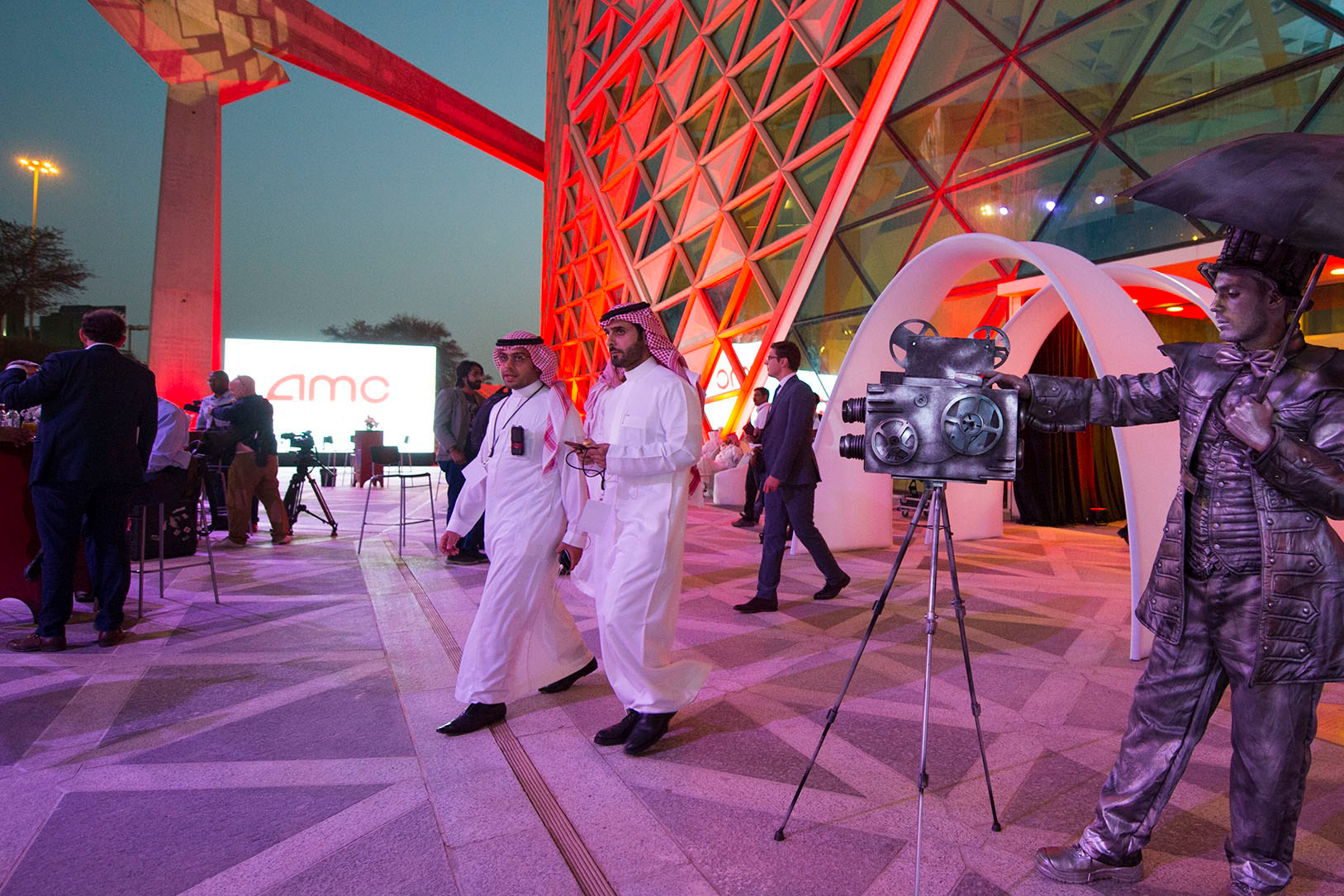 The AMC cinema in Riyadh hosted the first film screening in more than three decades on April 18. Movie theaters open to the wider public next month after Saudi Arabia lifted a 35-year ban on cinemas as part of a far-reaching liberalization drive. (AFP/Getty Images)