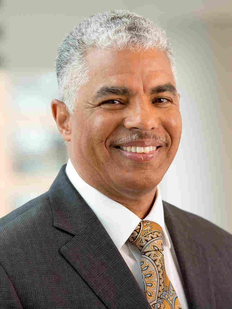 Headshot of Keith Woods at the NPR offices in Washington, DC. 2018.