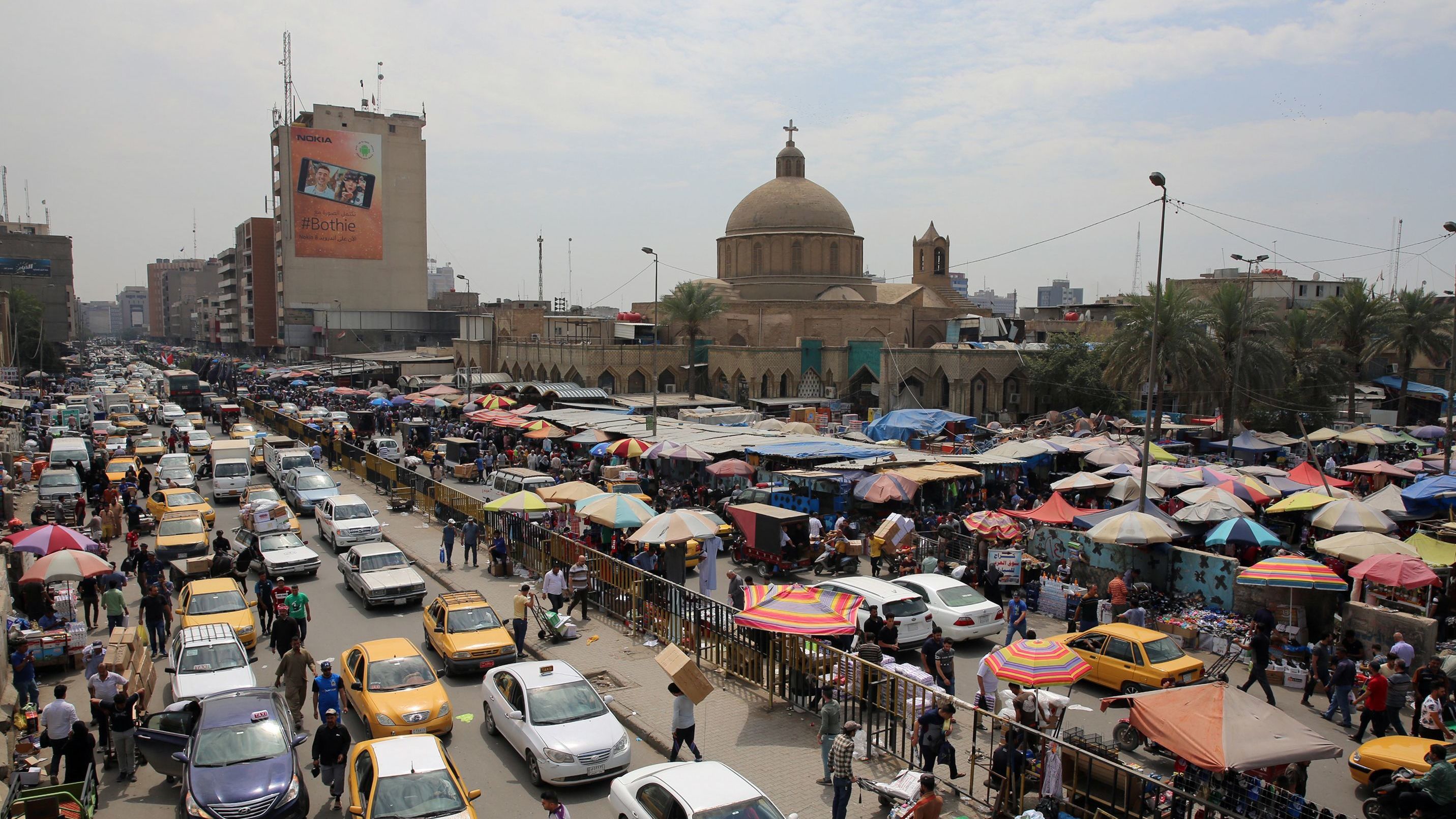 The Shorja market in central Baghdad, bustling in early April, was targeted in attacks in 2007.