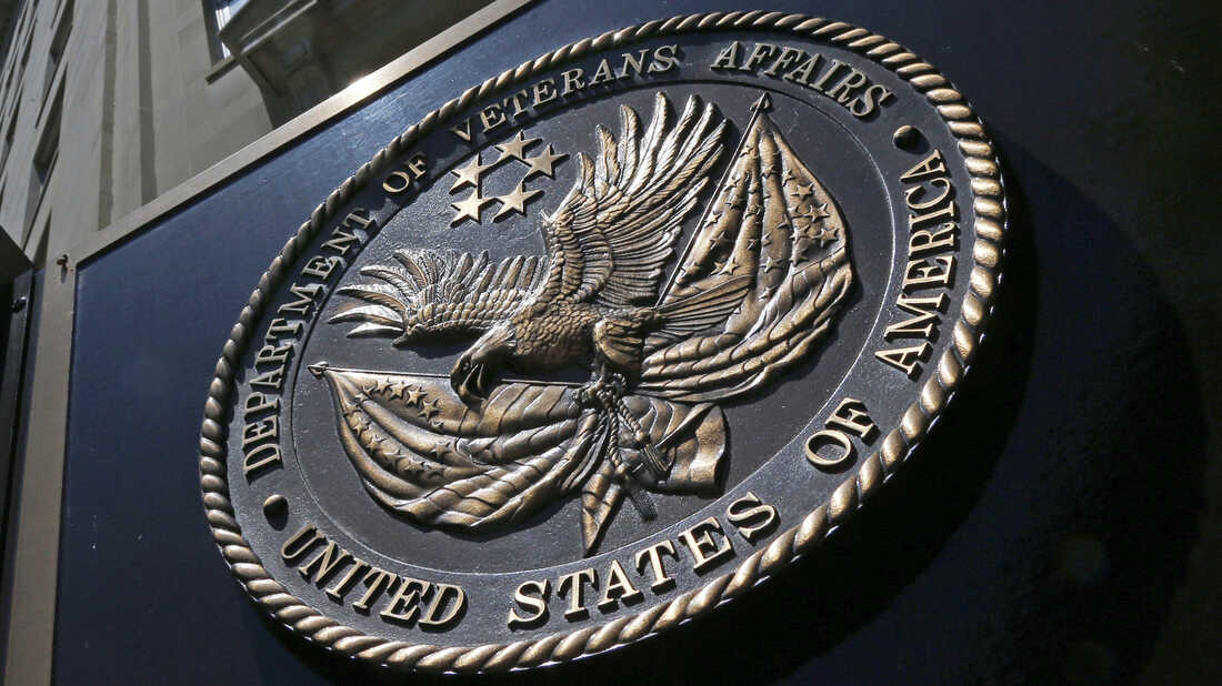 The seal affixed to the front of the Veterans Affairs Department building in Washington.