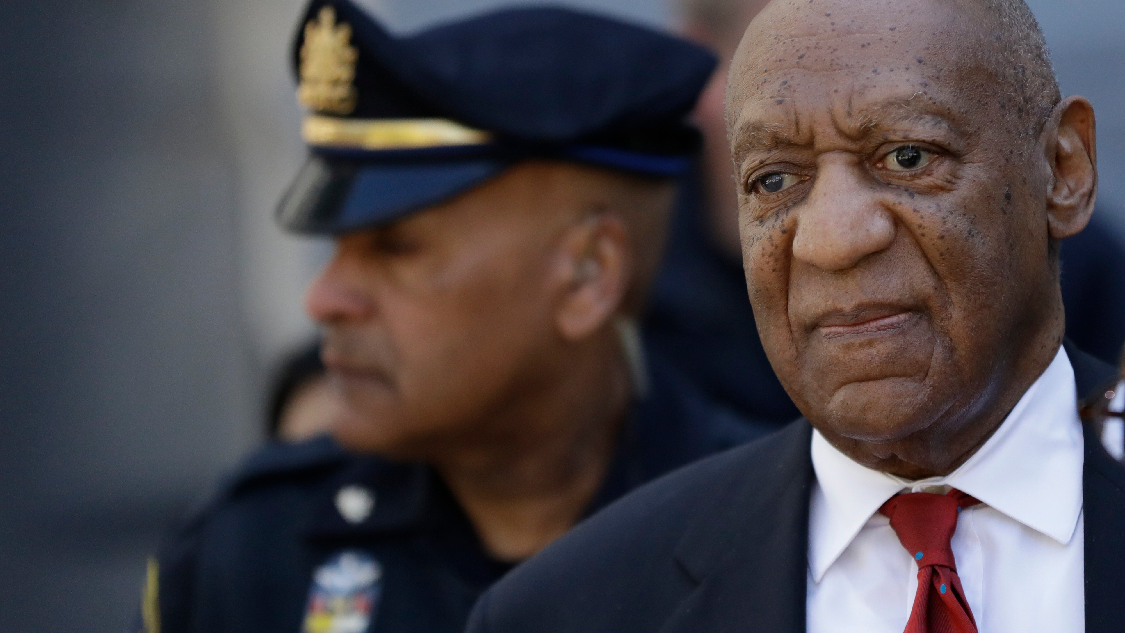 Bill Cosby leaves the Montgomery County Courthouse in Norristown, Pa., on Thursday after being convicted of aggravated indecent assault.