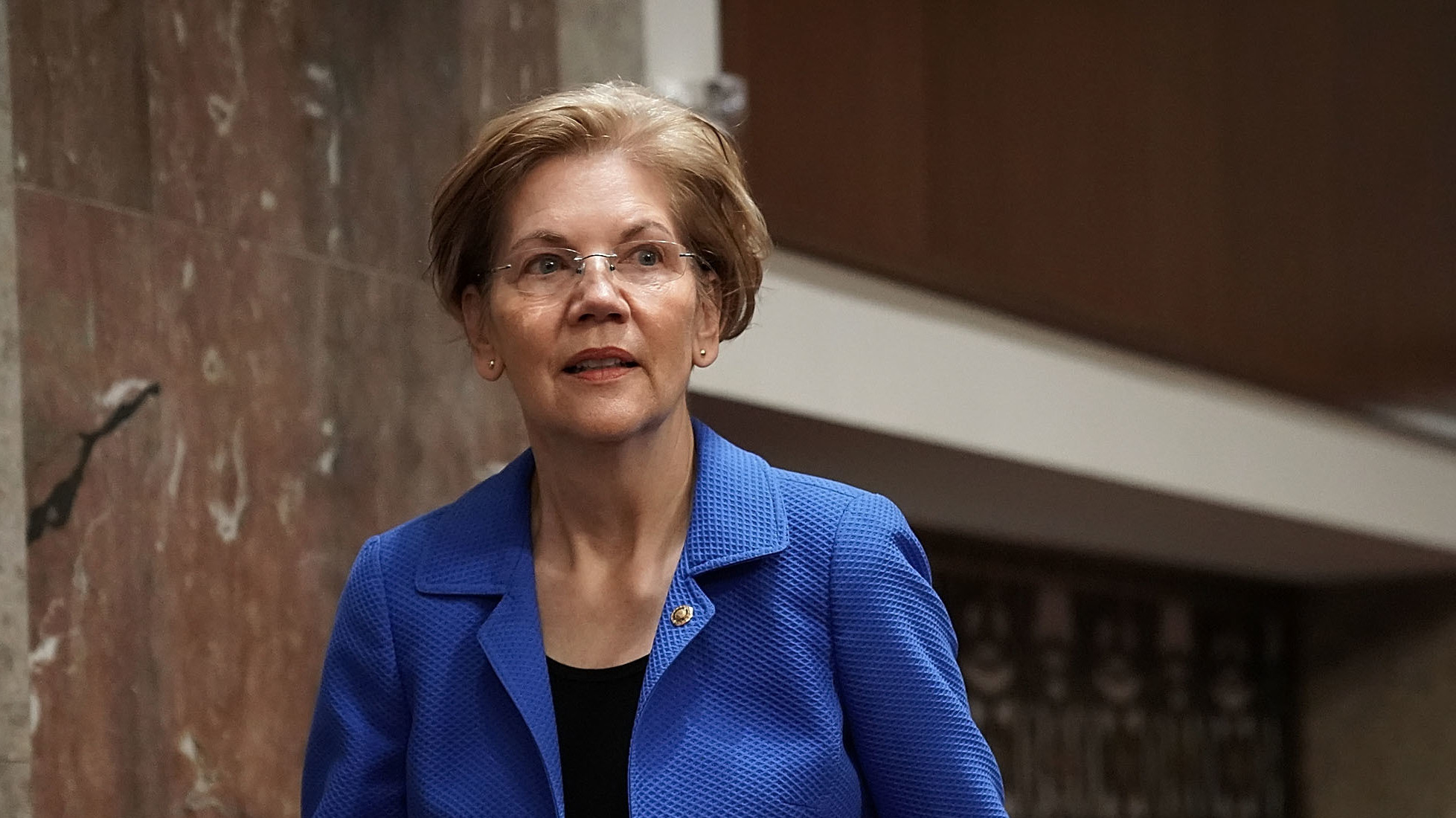 Sen. Elizabeth Warren arrives at a confirmation hearing before the Senate Armed Services Committee on March 1. (Getty Images)