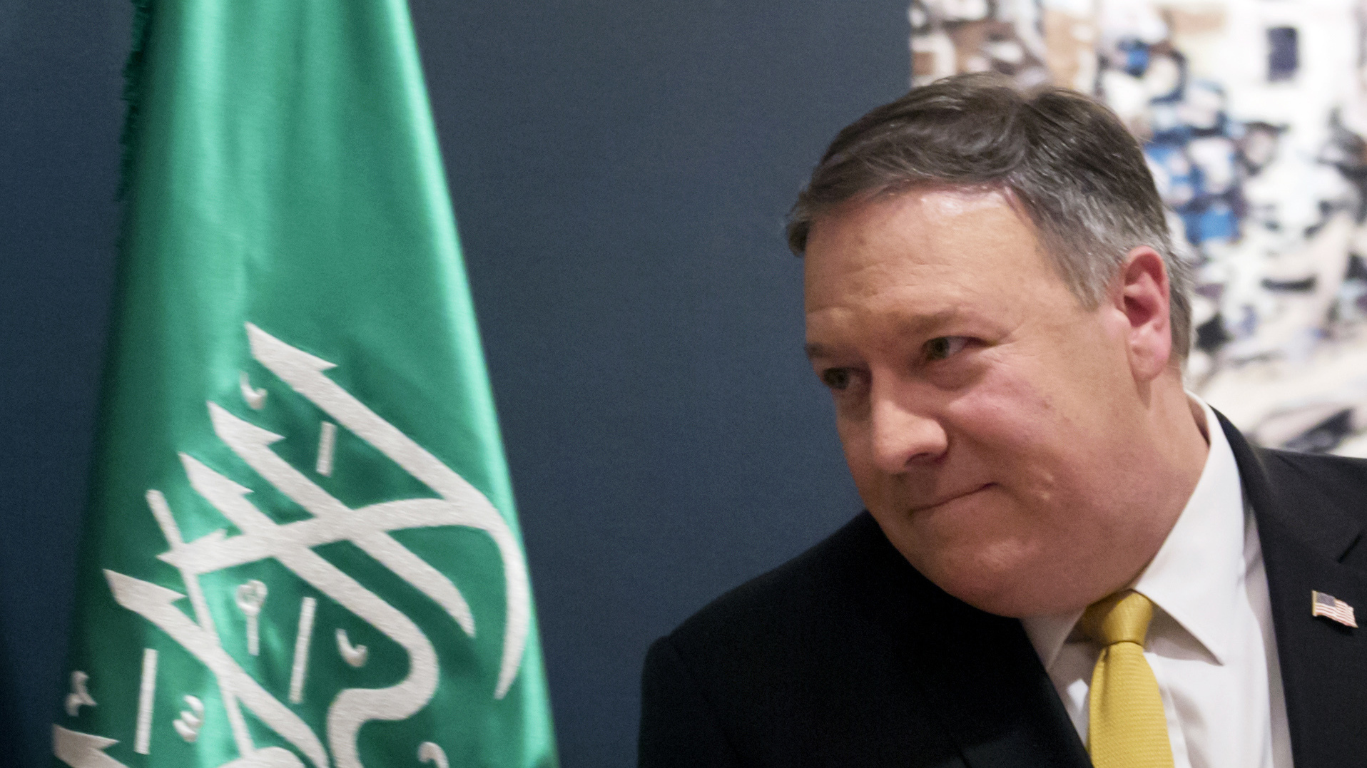 U.S. Secretary of State Mike Pompeo, seen during a news conference in Riyadh, Saudi Arabia, on Sunday, is urging easing economic sanctions against Qatar.