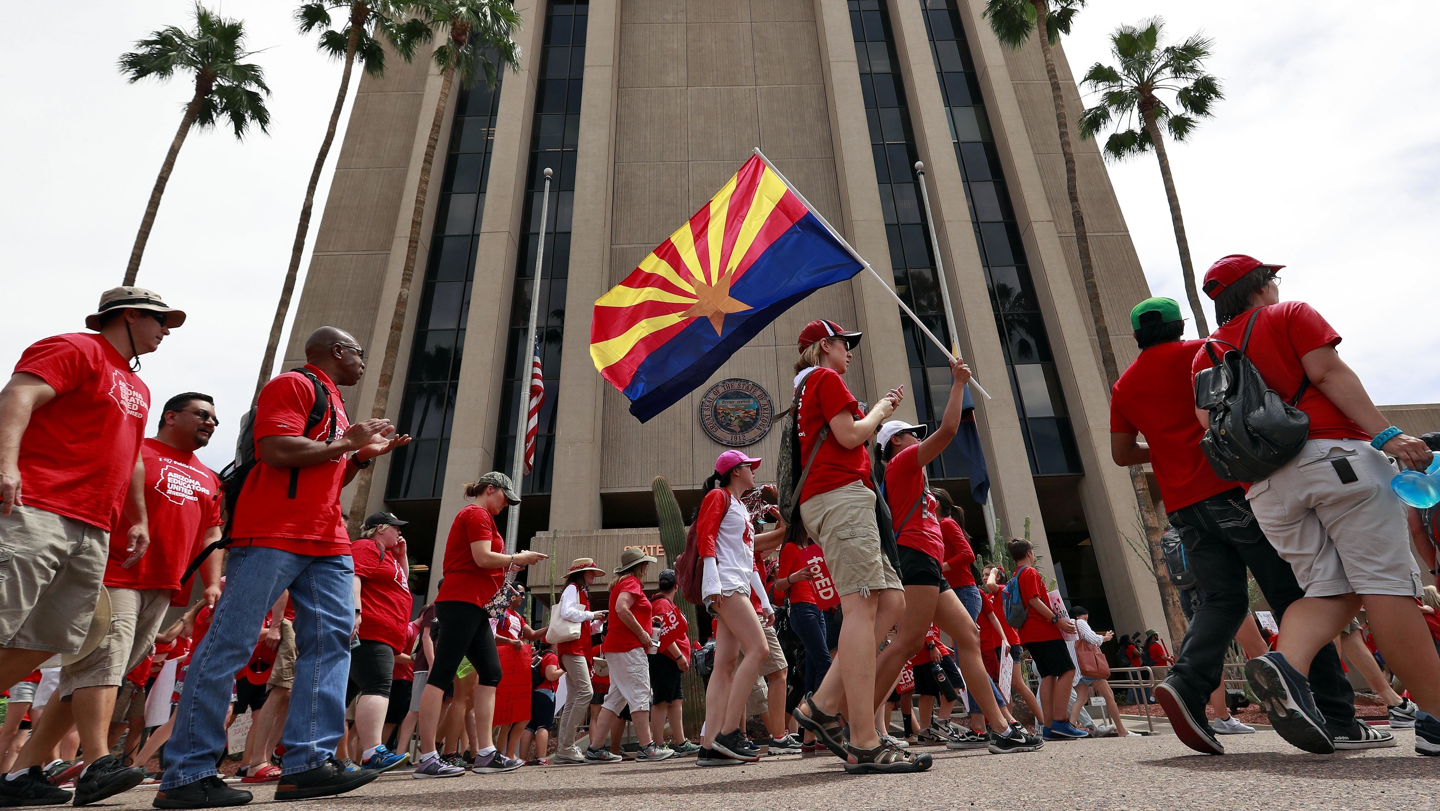 Teachers rally outside Arizona Gov. Doug Ducey