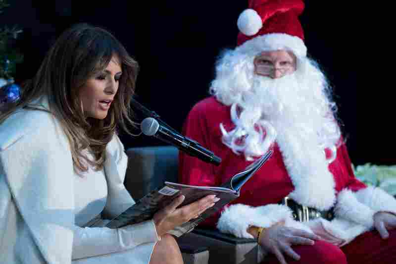Melania Trump reads to patients at Children's National Medical Center on December 7, 2017.