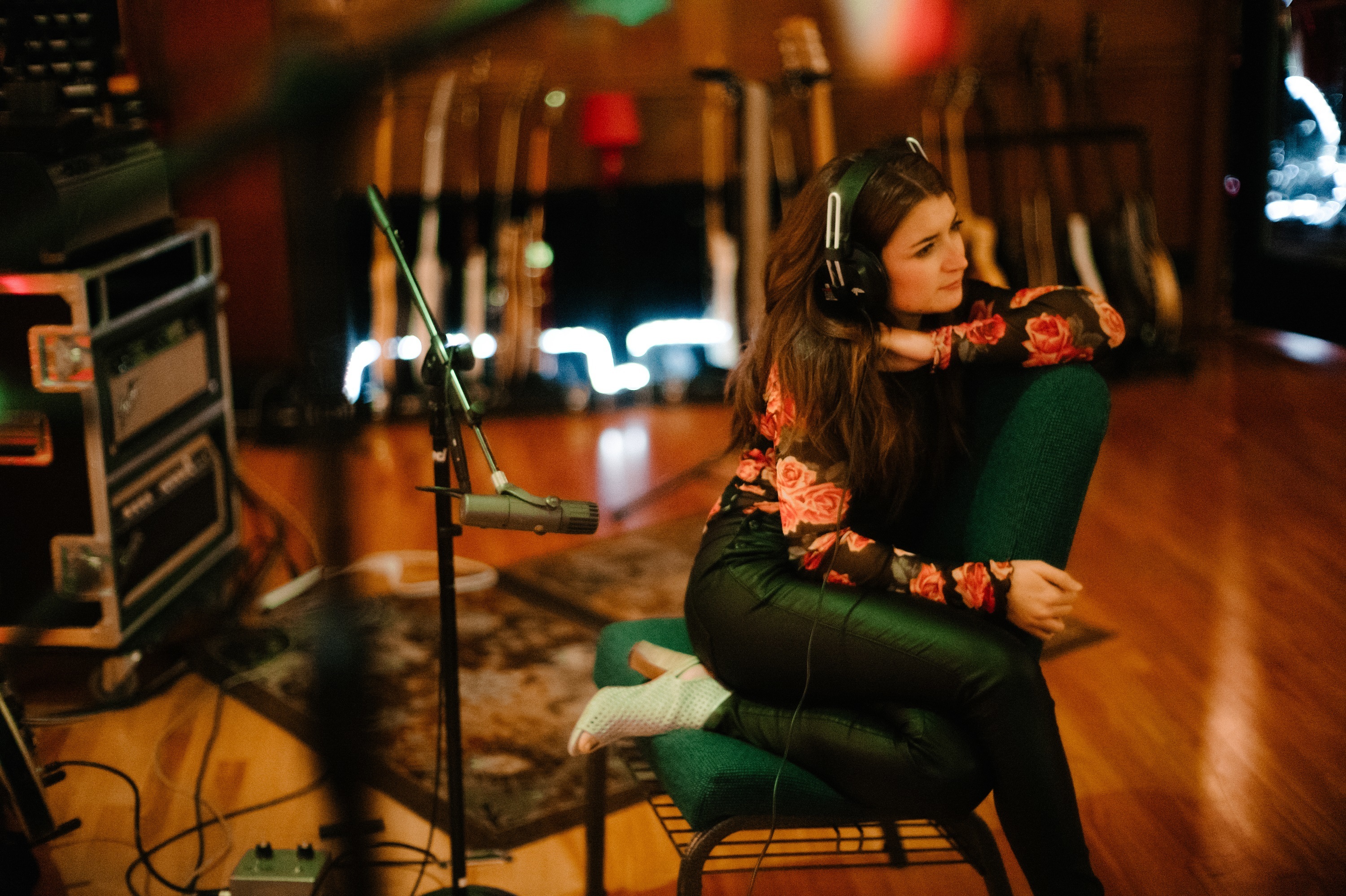 Canadian singer Tenille Townes listens in the studio of Nashville producer Jay Joyce while recording her debut album. (Courtesy of the artist)