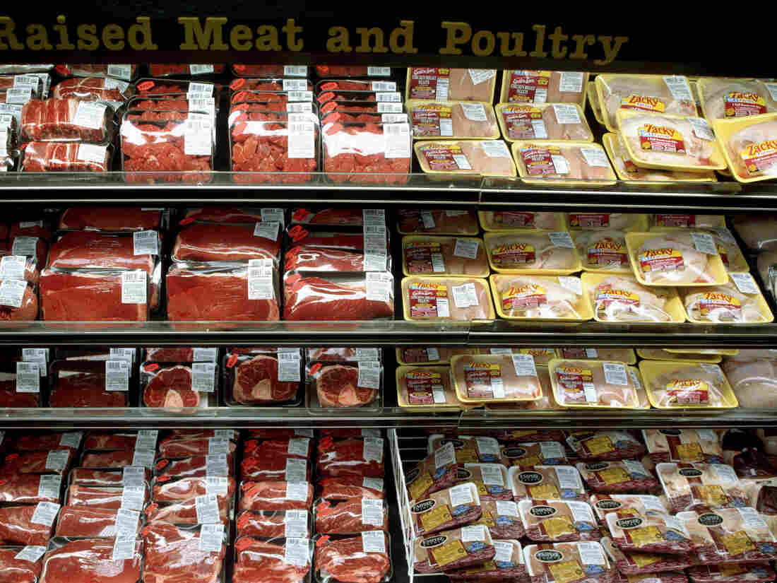 Chicken for sale at a grocery store.