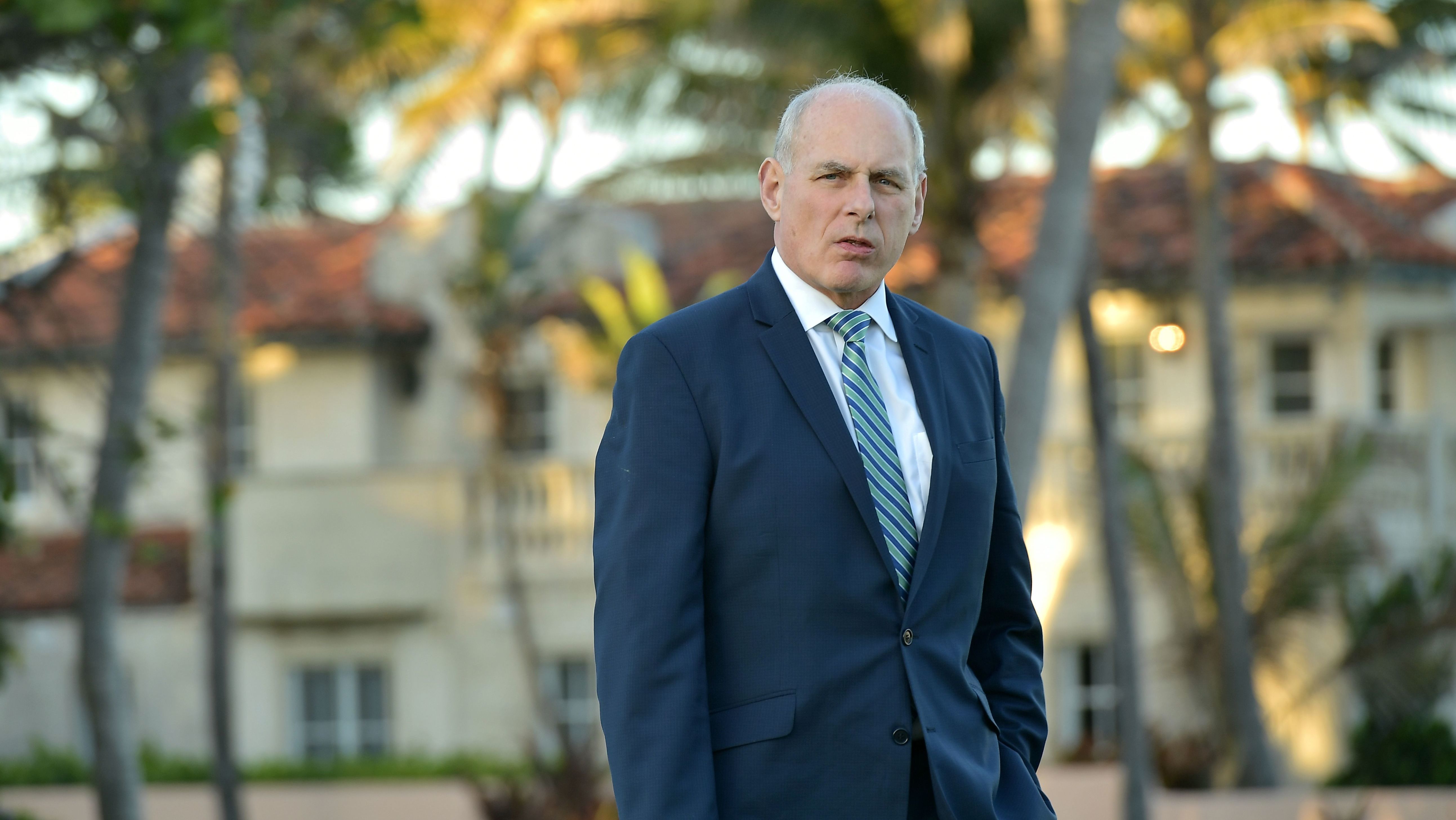 White House chief of staff John Kelly is pictured at President Trump's Mar-a-Lago resort in Palm Beach, Fla., last month. (AFP/Getty Images)
