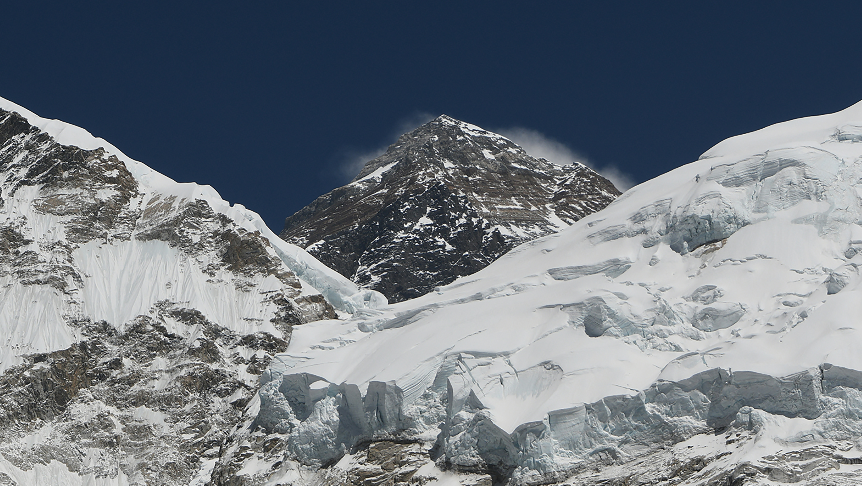 Mount Everest towers over the landscape miles northeast of Nepal's capital, Kathmandu, last month. (AFP/Getty Images)