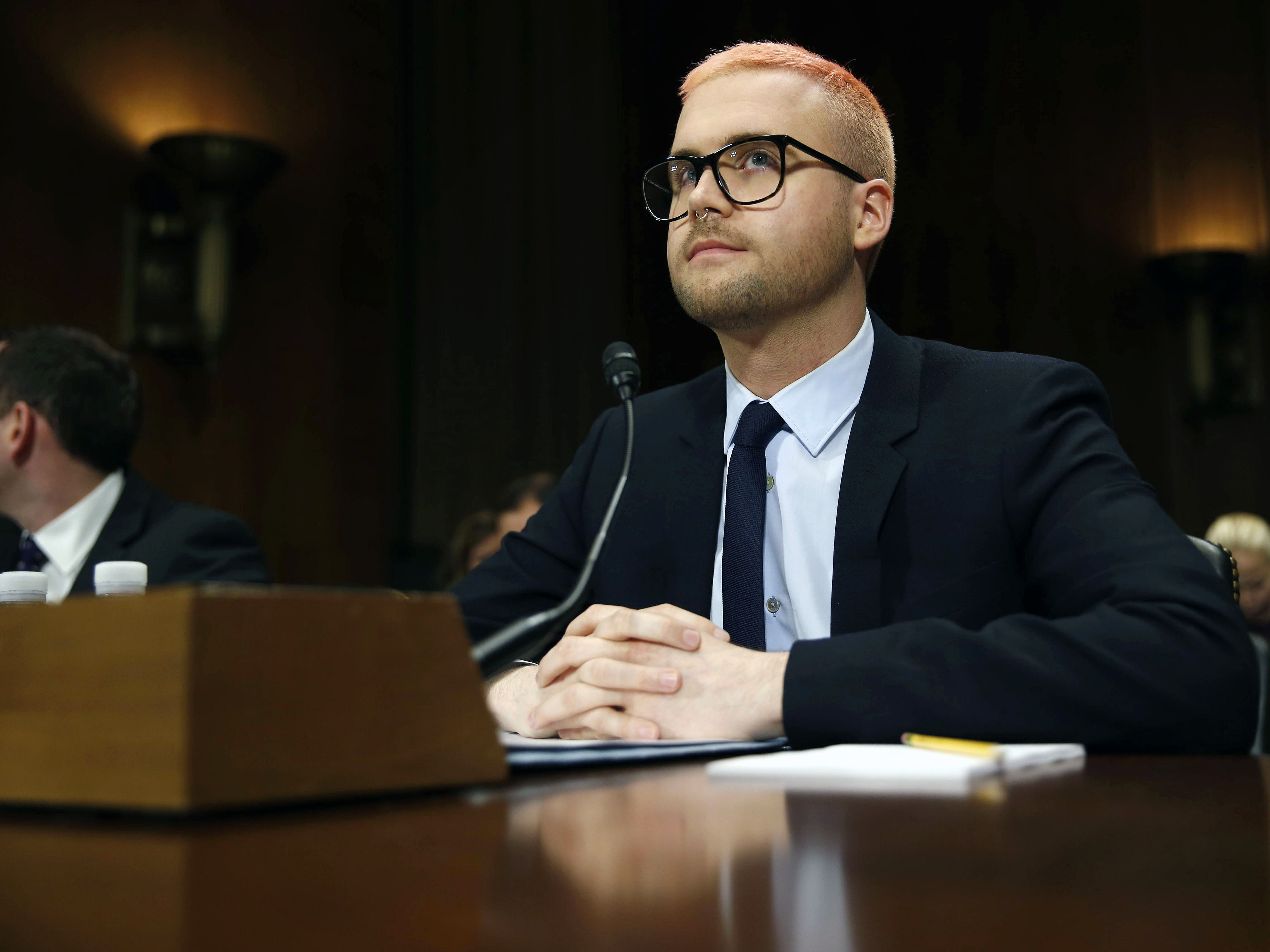 Christopher Wylie, former Cambridge Analytica employee, prepares to testify before the Senate Judiciary Committee on Wednesday. (Reuters)