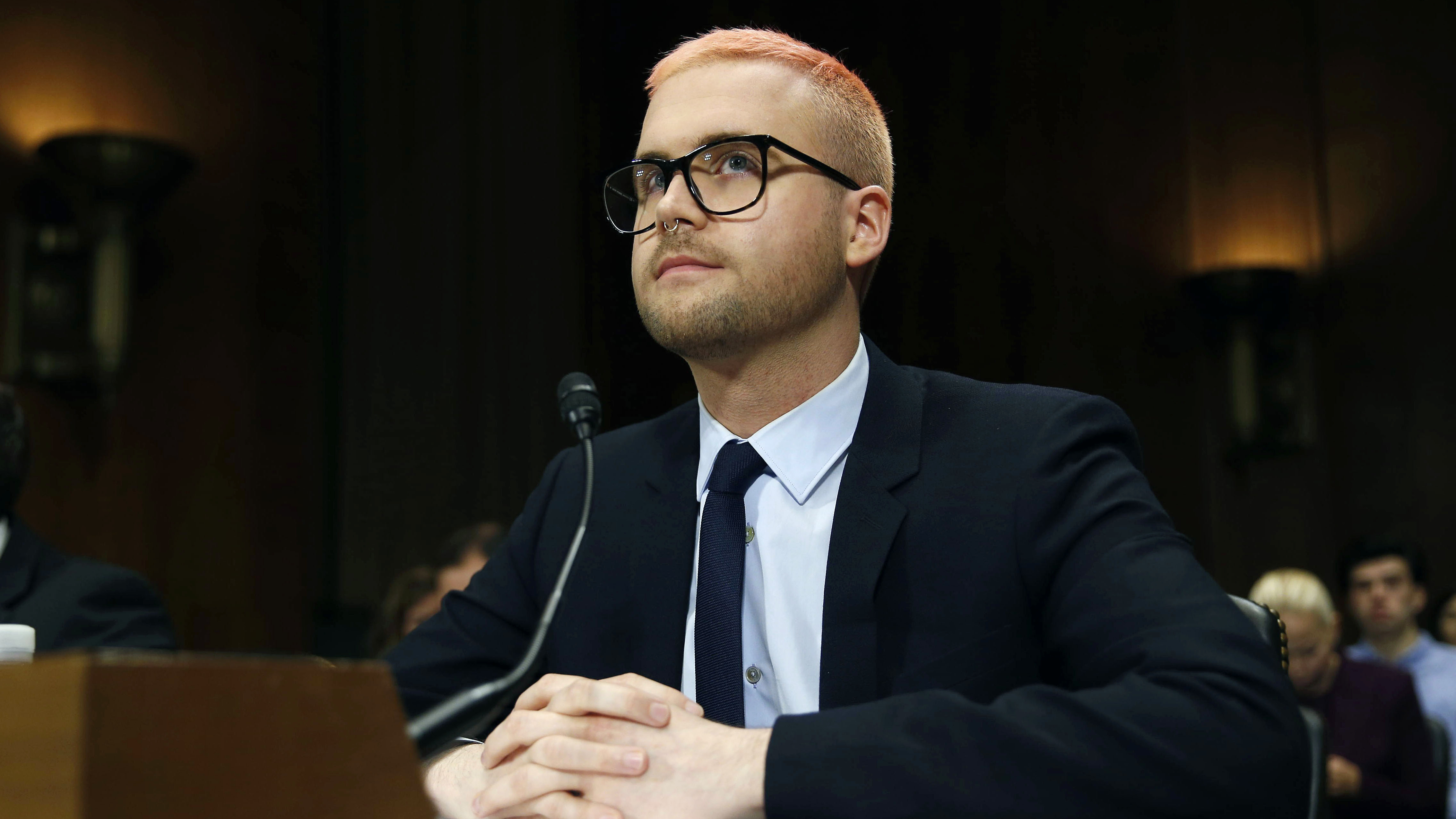 Christopher Wylie, former Cambridge Analytica employee, prepares to testify before the Senate Judiciary Committee on Wednesday.