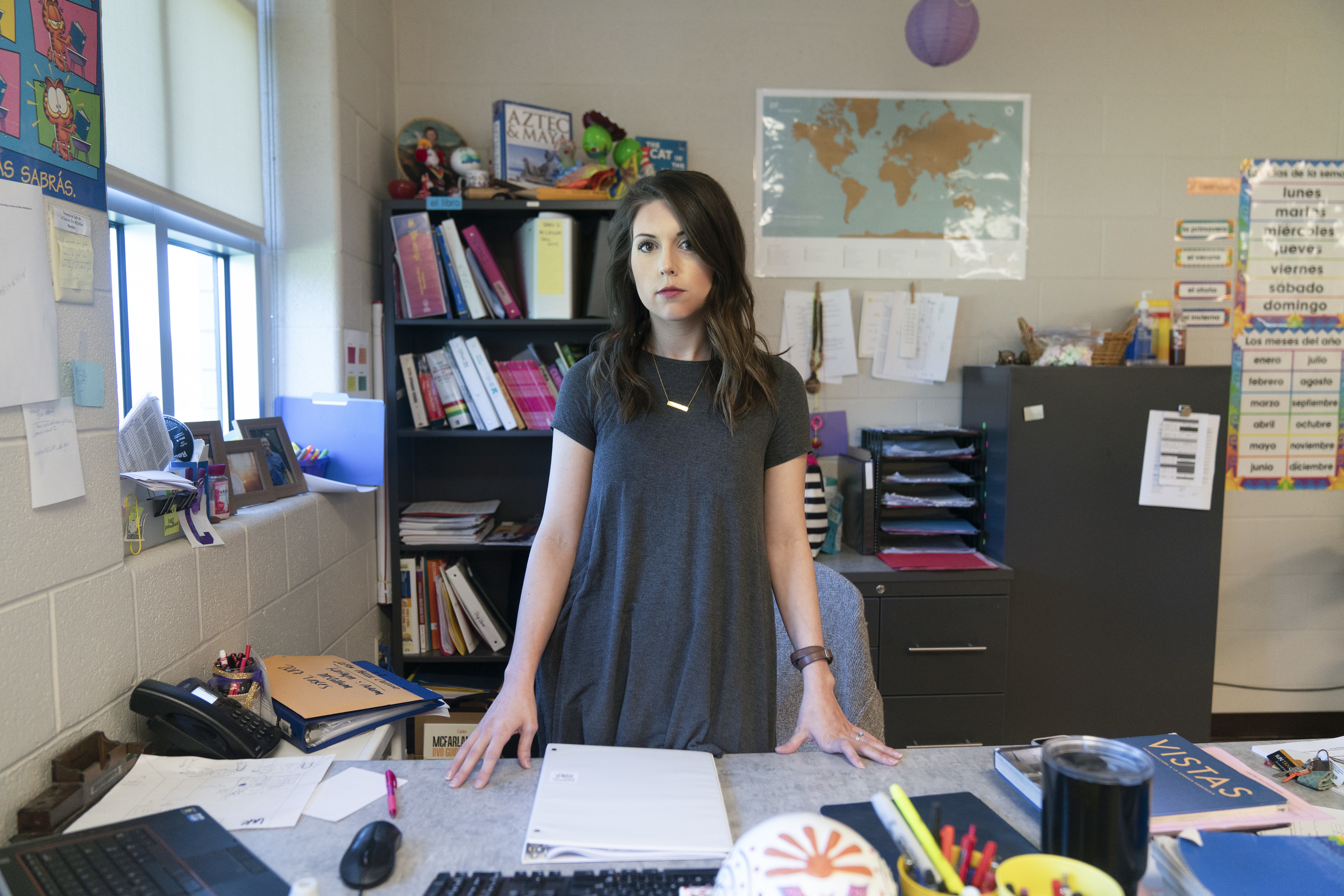 Kaitlyn McCollum teaches at Columbia Central High School in Tennessee. After being told her TEACH grant paperwork was late, her grants were converted to loans. &quot;I'm on the phone in between classes ... trying to get all of this information together, crying, trying to plead my case,&quot; she says. (Stacy Kranitz for NPR)
