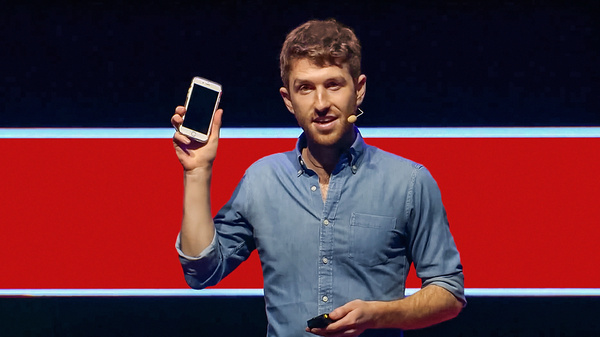 Tristan Harris on the TED stage.