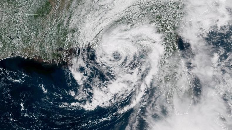 A satellite image shows Alberto as it nears landfall on the Florida Panhandle and the Gulf Coast on Monday.