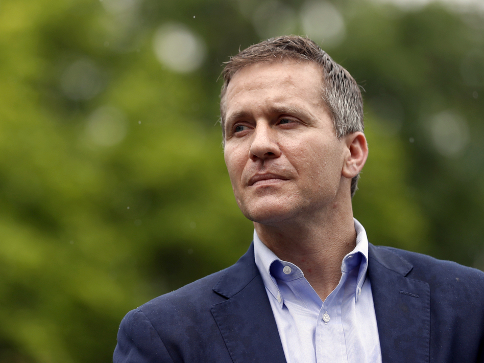 Eric Greitens, pictured earlier this month, announced his resignation Tuesday as governor of Missouri. The Republican, who is facing an extramarital affair scandal and allegations of campaign finance violations, will step down effective Friday. (Jeff Roberson/AP)