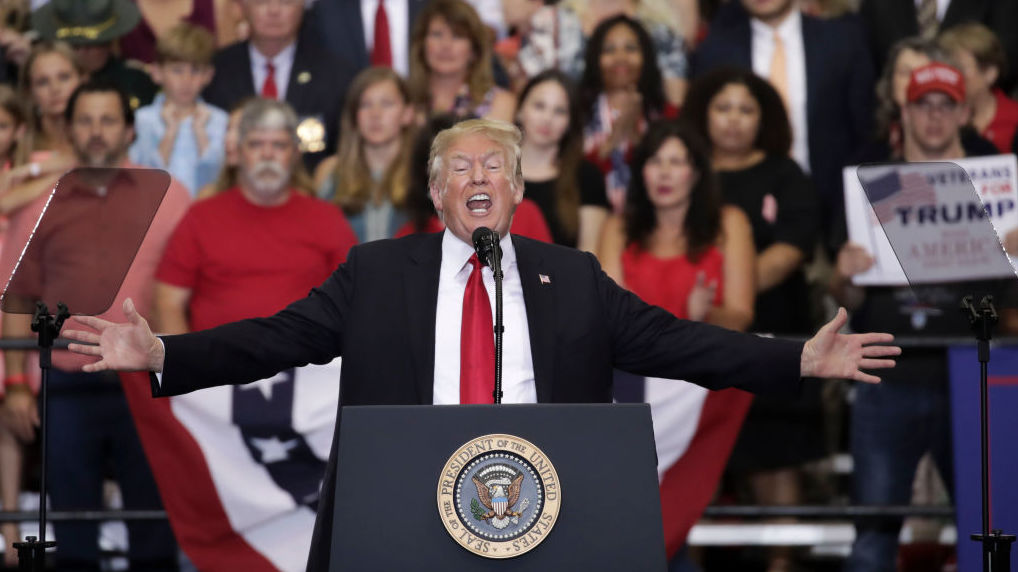 President Trump speaks during a rally in Nashville, Tenn., on Tuesday. (Getty Images)