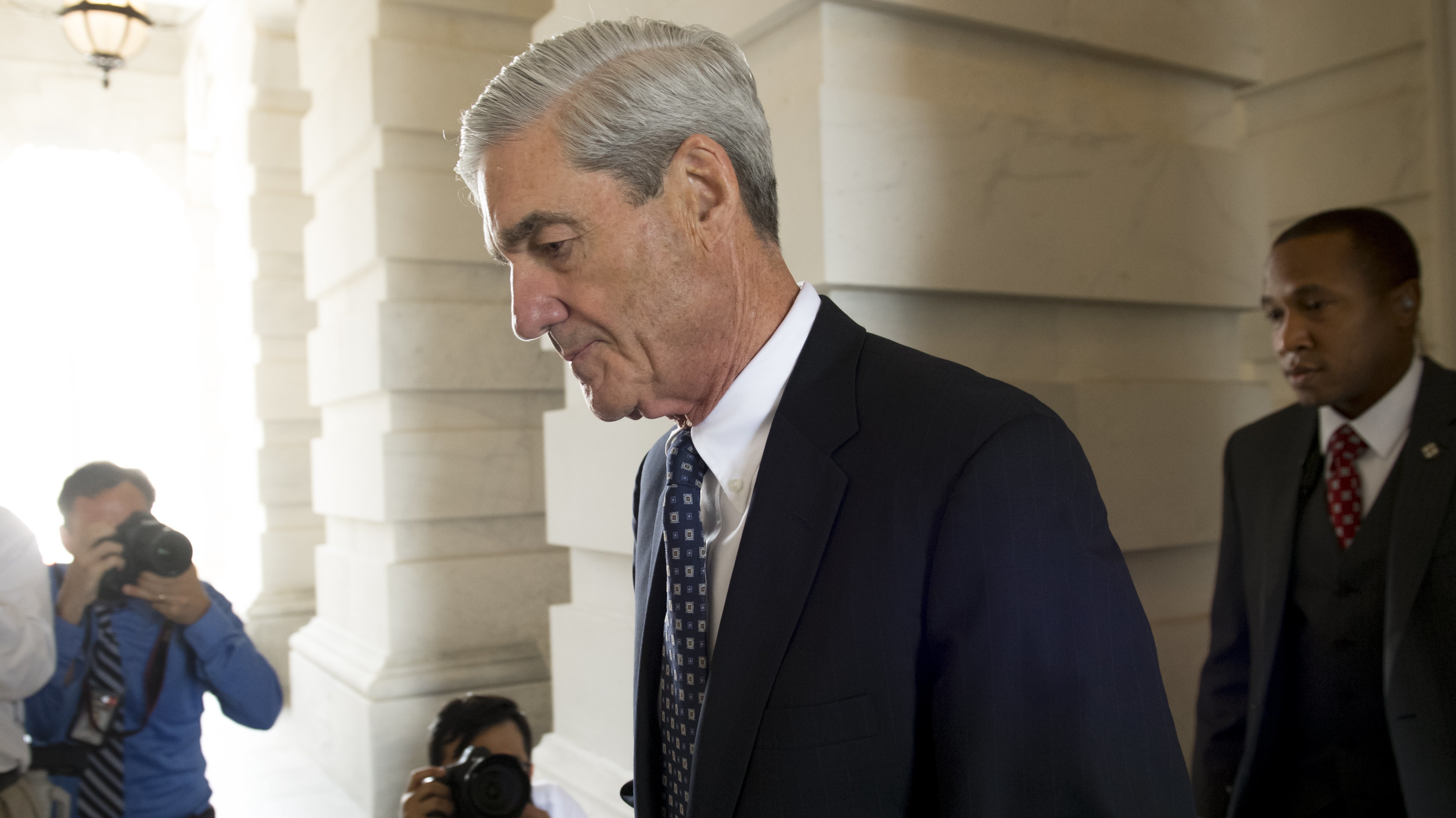 Former FBI Director Robert Mueller leaves following a meeting with members of the Senate Judiciary Committee at the U.S. Capitol last year.