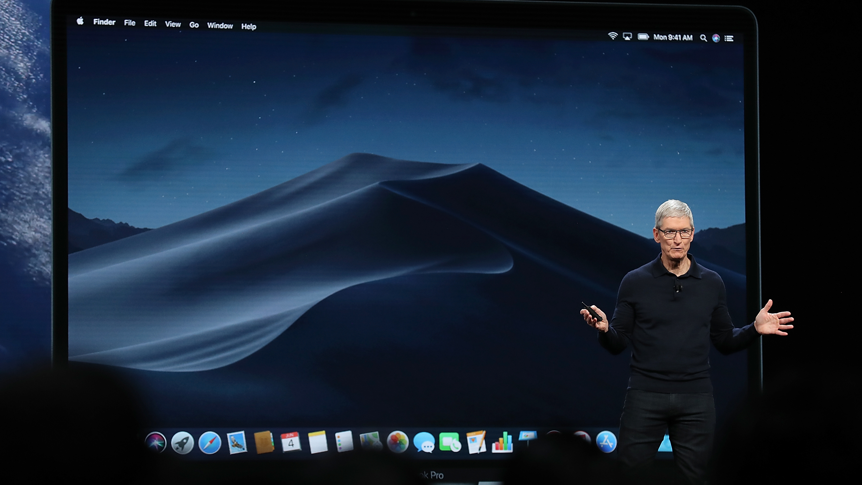 Apple CEO Tim Cook speaks Monday during the 2018 Apple Worldwide Developer Conference at the San Jose Convention Center. (Getty Images)