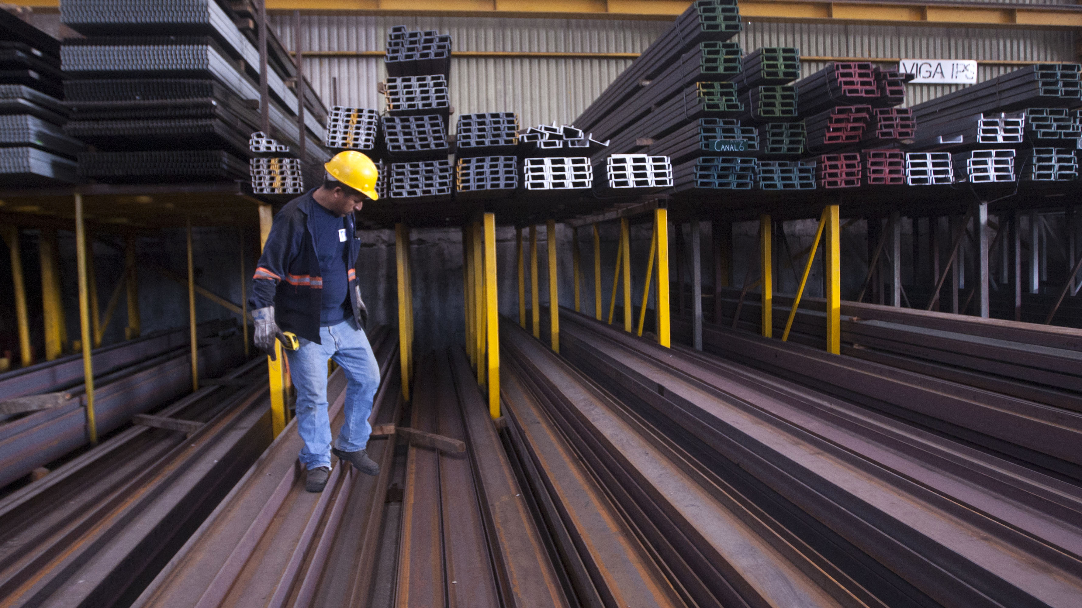 A man works in a steel distribution factory in Monterrey in northern Mexico last week, when the U.S. tariffs on steel and aluminum took effect. (AFP/Getty Images)