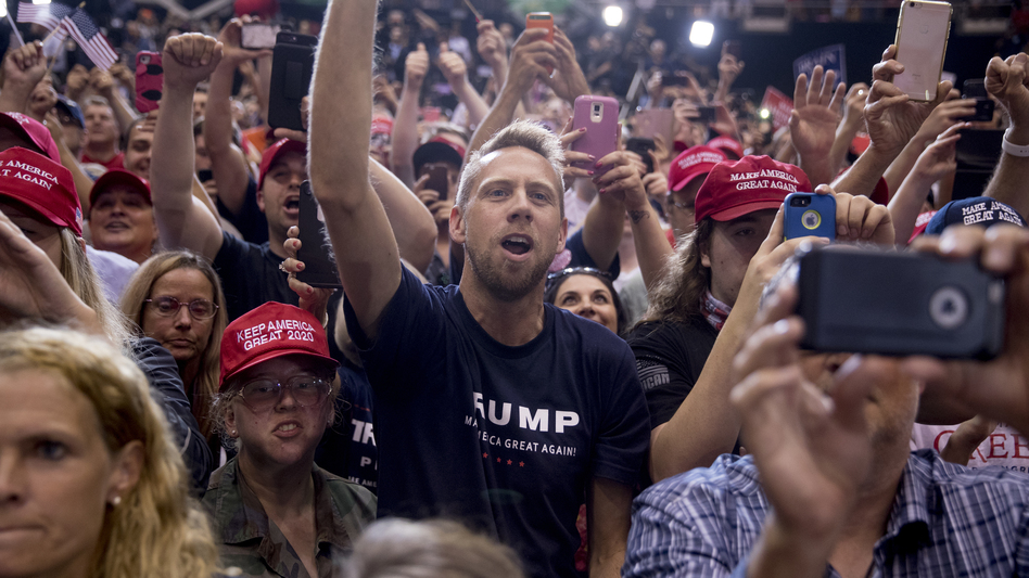 President Trump's supporters cheer as he speaks at a rally in Nashville, Tenn., in May. While Democrats are fired up for these midterms, so are his voters. (Andrew Harnik/AP)