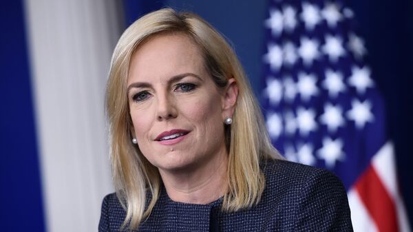 Homeland Security Secretary Kirstjen Nielsen, pictured above at the White House daily briefing on Monday, was heckled inside a Mexican restaurant.