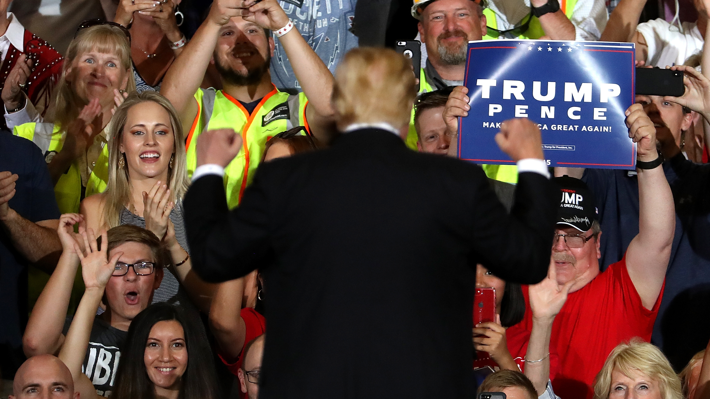 Supporters cheer for President Trump during a campaign rally last week in Great Falls, Mont. Interviews with over 50 Republican voters show satisfaction with the president's accomplishments and enthusiasm about this year's election.