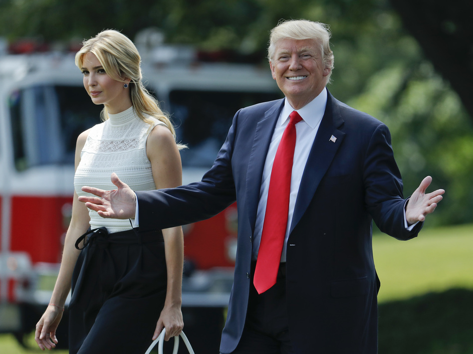 President Trump with daughter Ivanka Trump on the South Lawn of the White House in Washington last month before boarding Marine One.