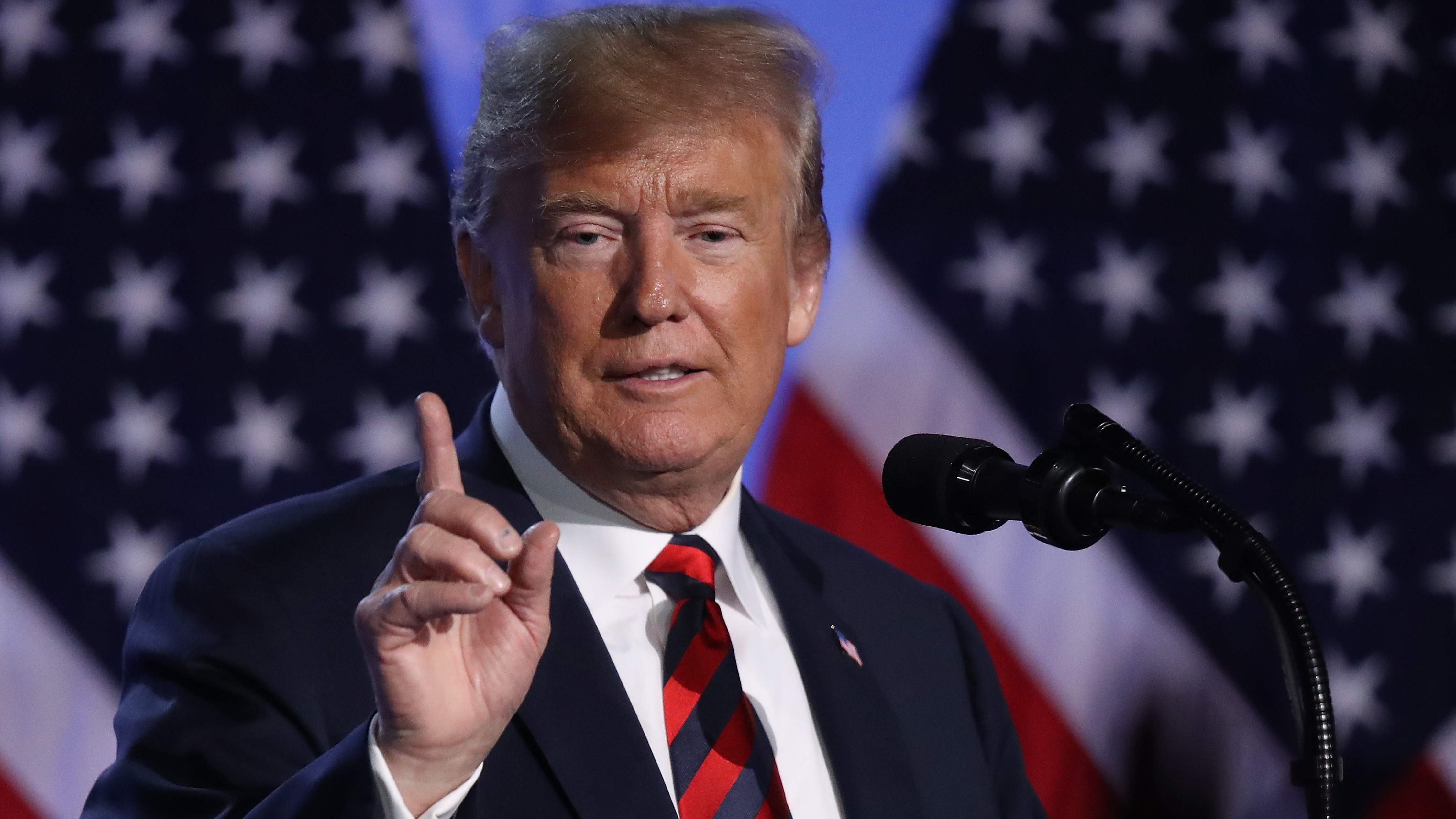 President Trump speaks to the media at a news conference on the second day of the 2018 NATO Summit Thursday in Brussels.