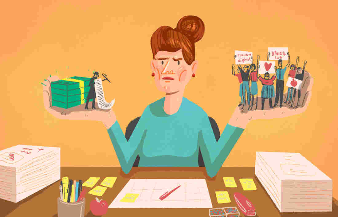 A teacher weighs the cost of staying in a union.