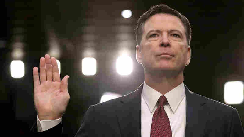 Former FBI Director James Comey is sworn in to testify before the Senate Intelligence Committee on June 8, 2017, in Washington, D.C.