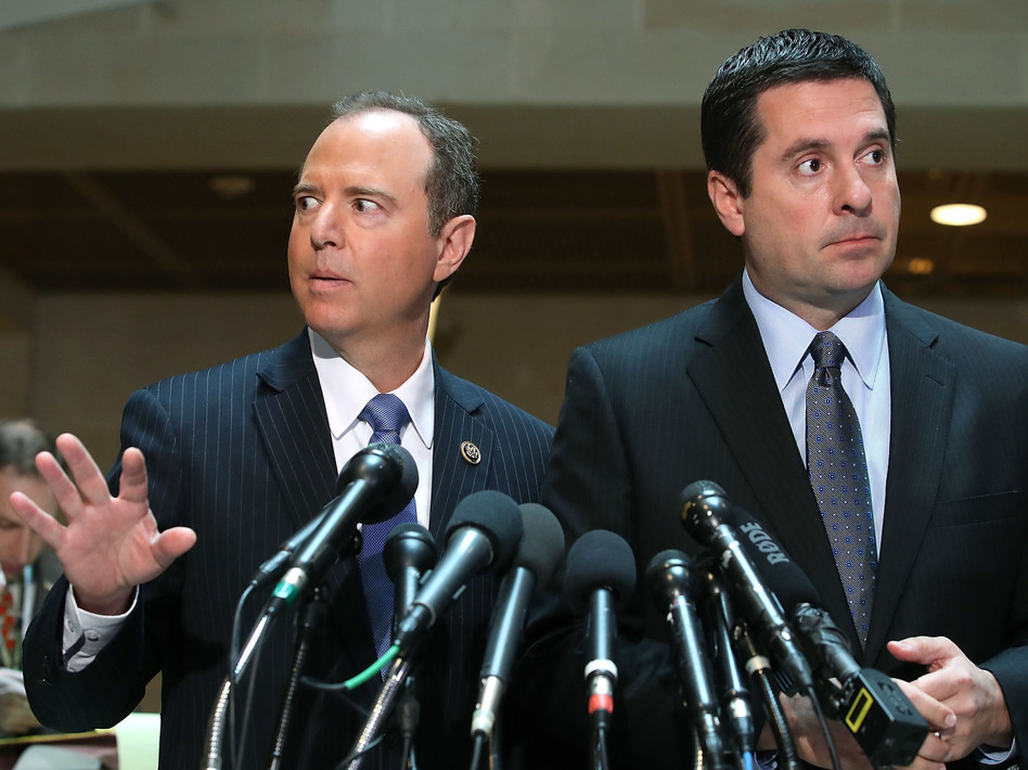 Democrats, led by House intelligence committee ranking member Adam Schiff (left), have been dueling with Republicans, led by House intelligence committee chairman Devin Nunes (right), for months over the FISA document. (Mark Wilson/Getty Images)