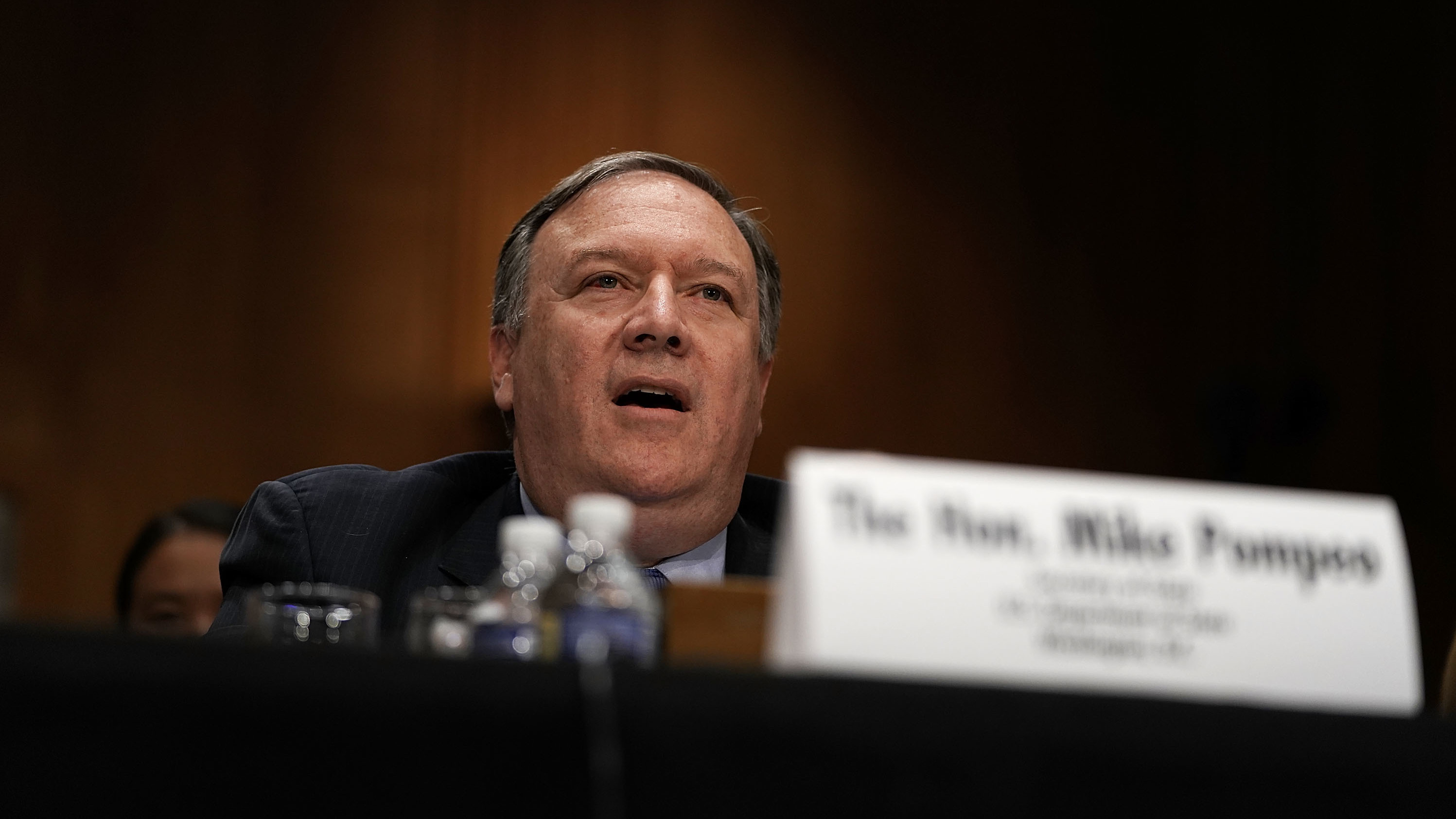 Secretary of State Mike Pompeo testifies during a hearing before Senate Foreign Relations Committee Wednesday on Capitol Hill in Washington, D.C. (Getty Images)