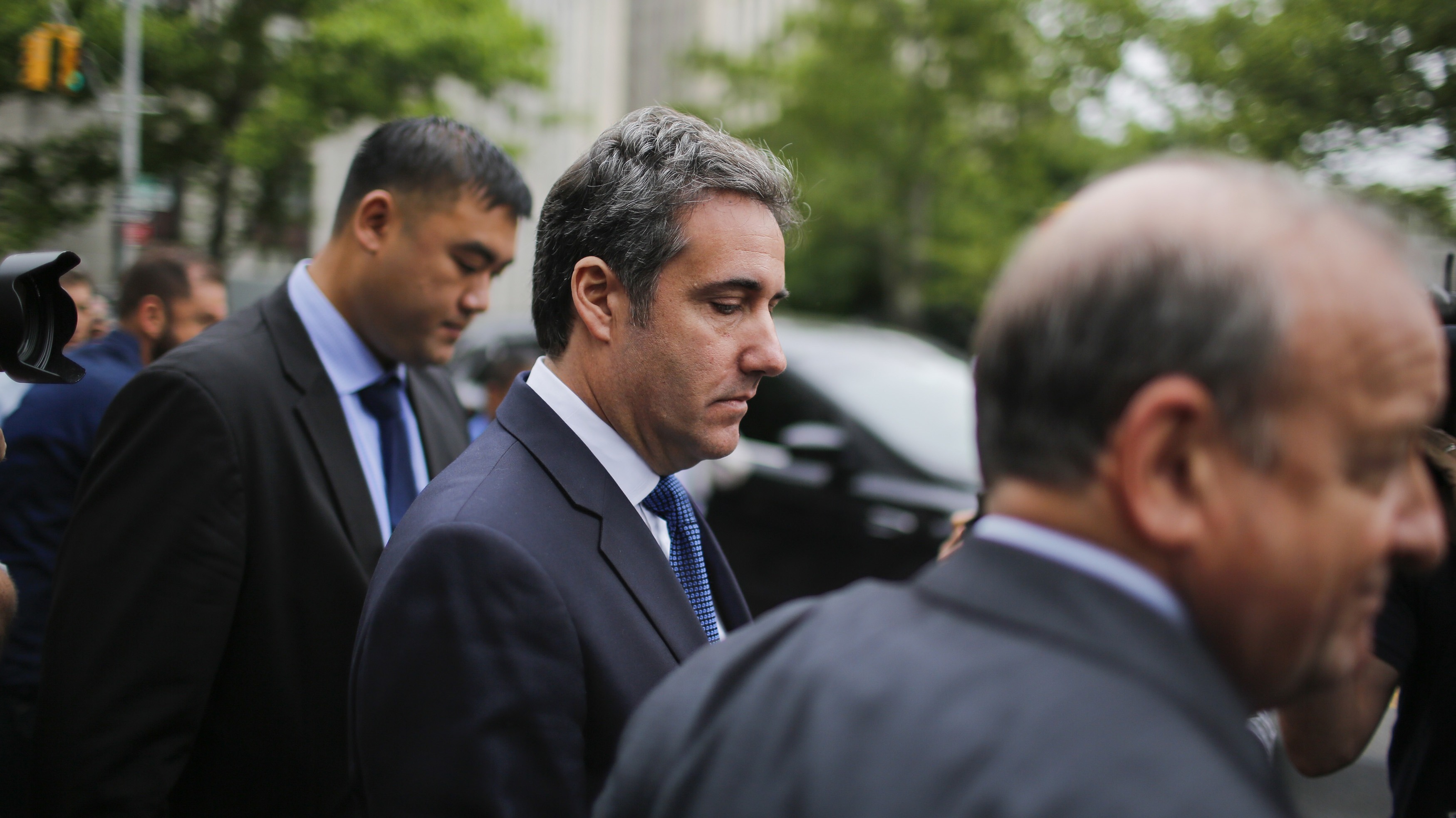 Michael Cohen, former lawyer for President Trump, exits the courthouse in New York City in May. (Getty Images)