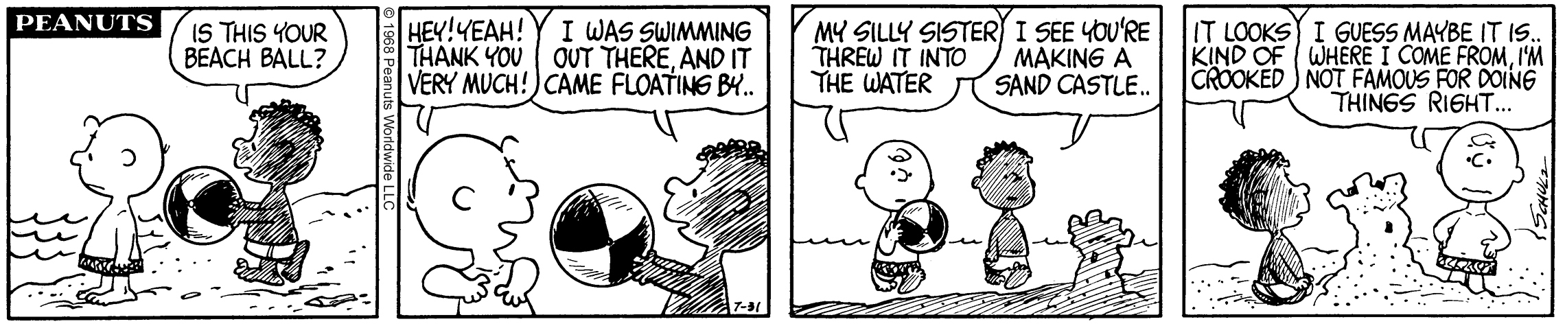 Cartoonist Charles Schulz debuted his comic strip <em>Peanuts</em>' first black character, Franklin, on July 31, 1968. (Peanuts Worldwide LLC)
