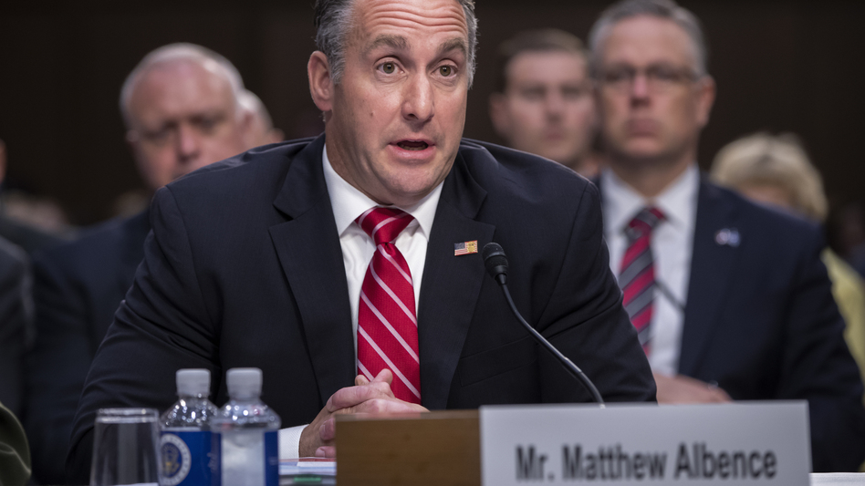 U.S. Immigration and Customs Enforcement Executive Associate Director of Enforcement And Removal Operations Matthew Albence, testifies as the Senate Judiciary Committee holds a hearing on the Trump administration's policies on immigration enforcement and family reunification efforts, on Capitol Hill on July 31, 2018. (J. Scott Applewhite/AP)