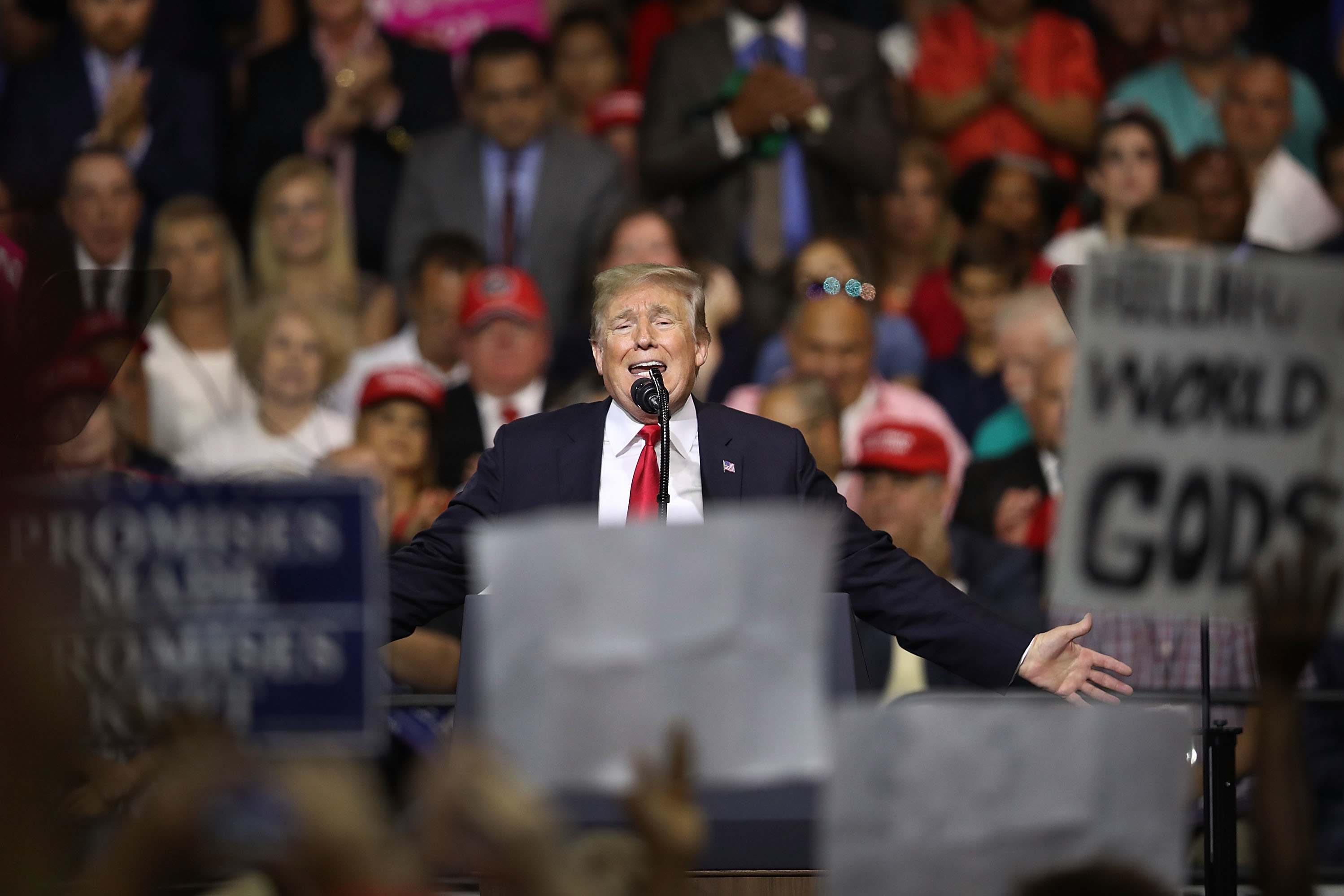 President Trump at a rally in Florida earlier this week. He's headed to Ohio to rally for Republican candidate Troy Balderson in what's becoming an increasingly close special election. (Getty Images)