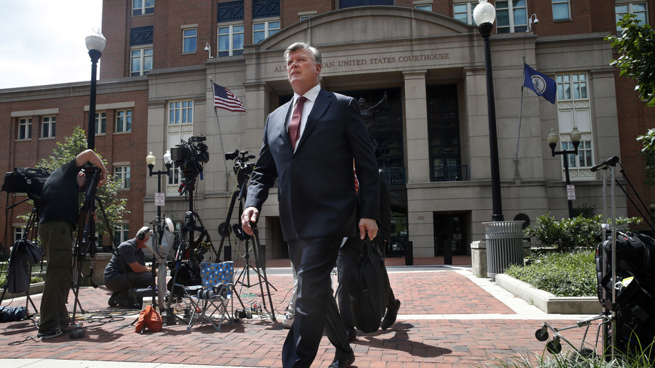 Kevin Downing, an attorney with the defense team for Paul Manafort, leaves federal court Monday as the trial of the former Trump campaign chairman continues. (Jacquelyn Martin/AP)