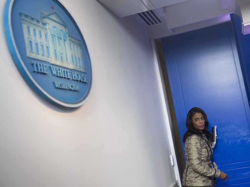 Omarosa Manigault Newman, when she was still a White House staffer. She has since written a book about her time with the Trump administration, which prompted President Trump to call her a "lowlife" on Twitter. (Saul Loeb/AFP/Getty Images)