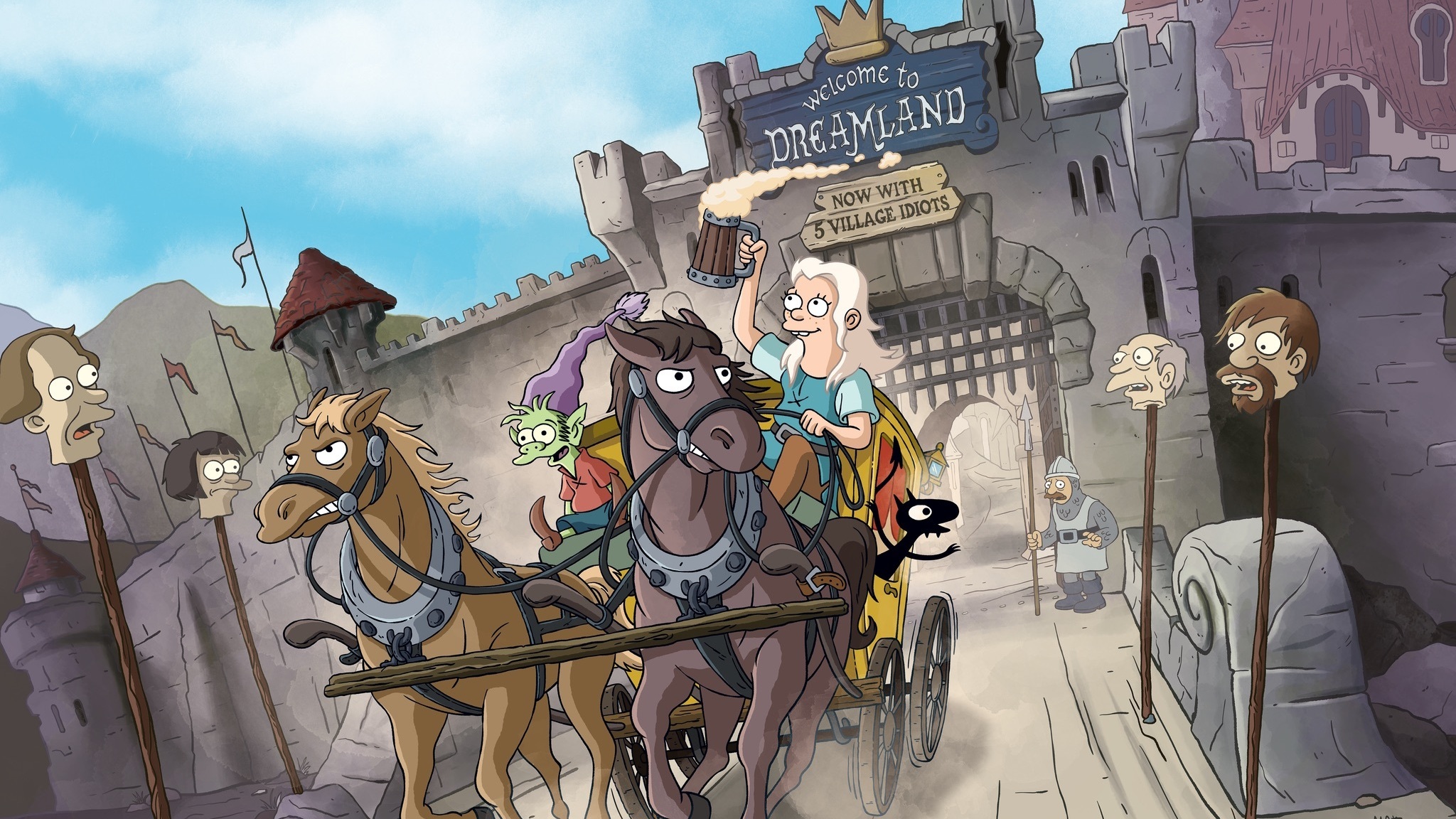 Slanted and Disenchanted: Matt Groening's new medieval sendup follows a hard-drinking princess (voiced by Abbi Jacobson) and her entourage, a personal demon (Eric Andre) and an elf (Nat Faxon). (Netflix)