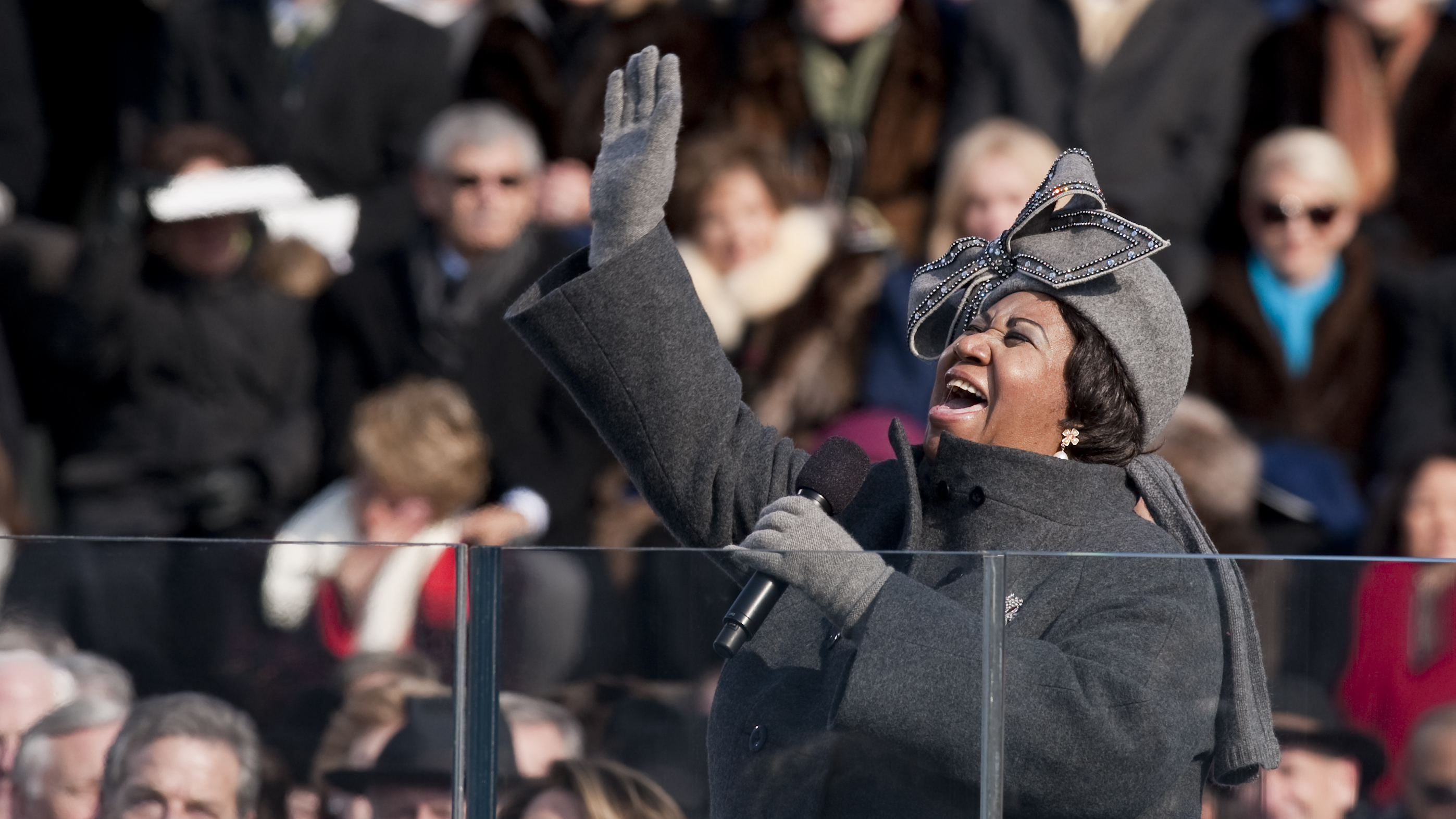 Aretha Franklin performs at the 2009 Presidential Inauguration of Barack Obama. (Getty Images)